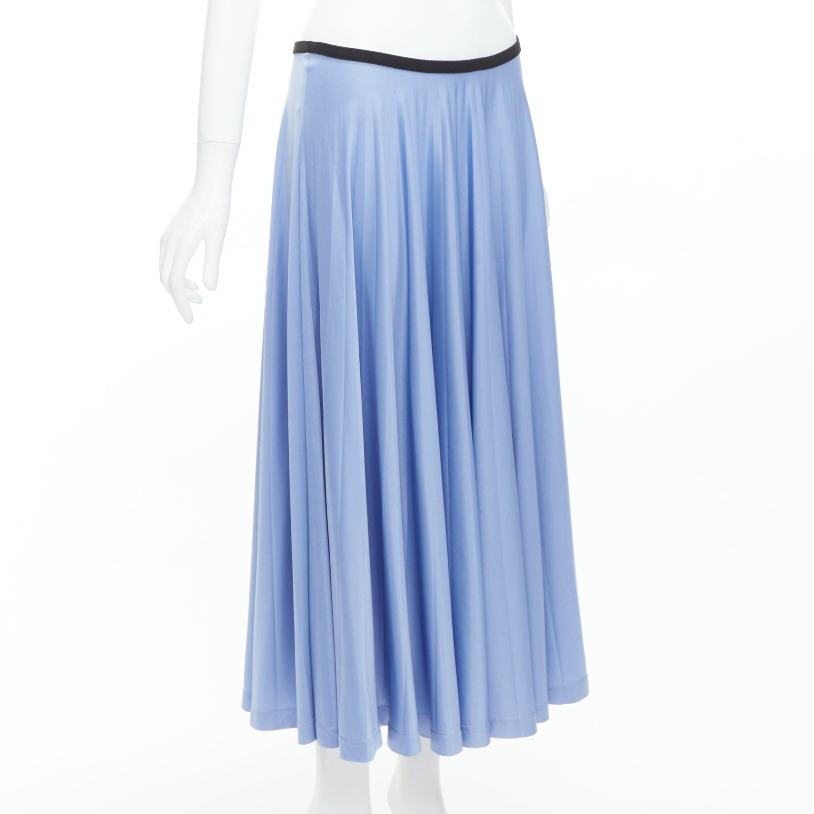 Celine OLD CELINE Phoebe Philo sky blue pleated black waistband skirt FR34 XS Size 26" / US 2 / IT 38 - 3 Thumbnail