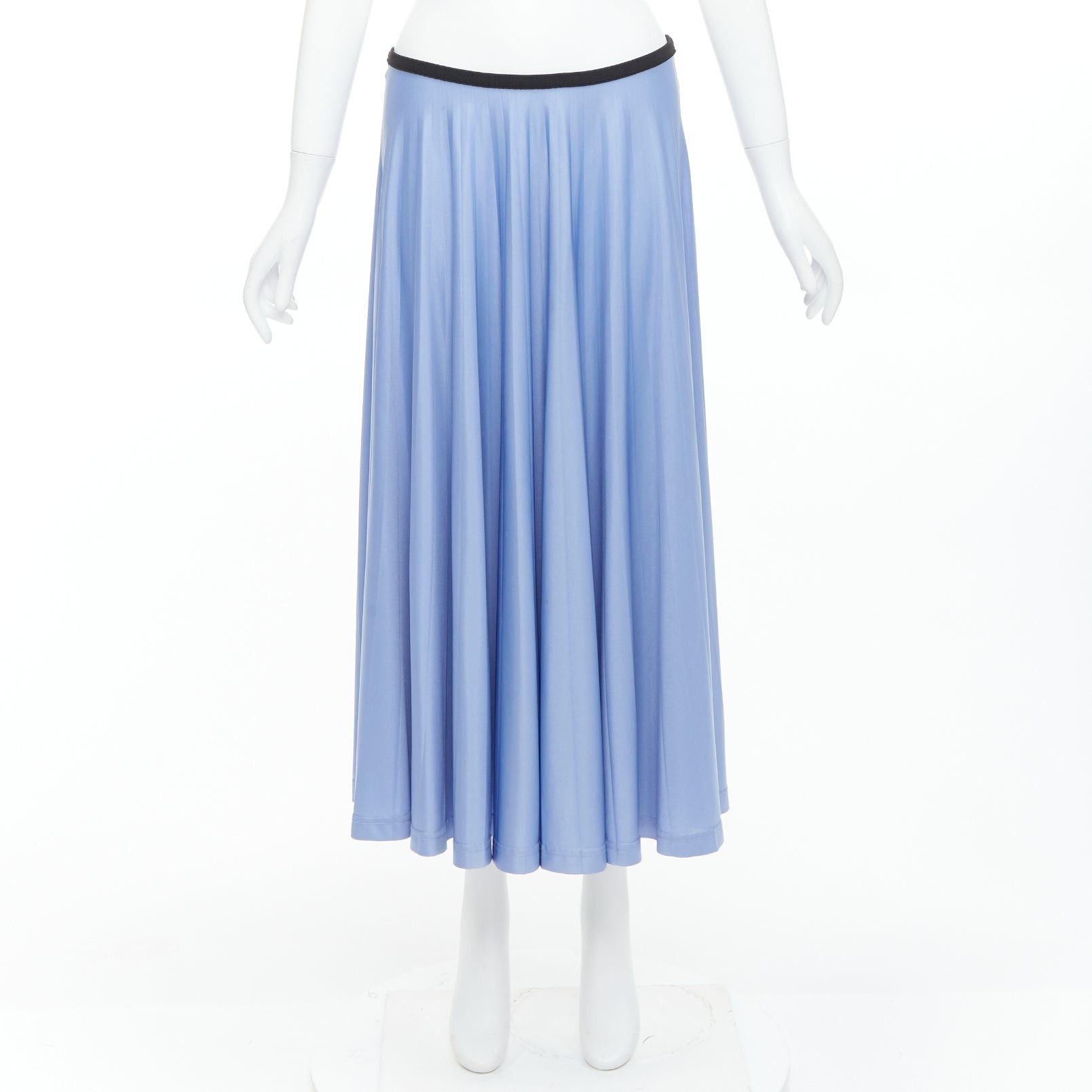 Celine OLD CELINE Phoebe Philo sky blue pleated black waistband skirt FR34 XS Size 26" / US 2 / IT 38 - 9 Thumbnail