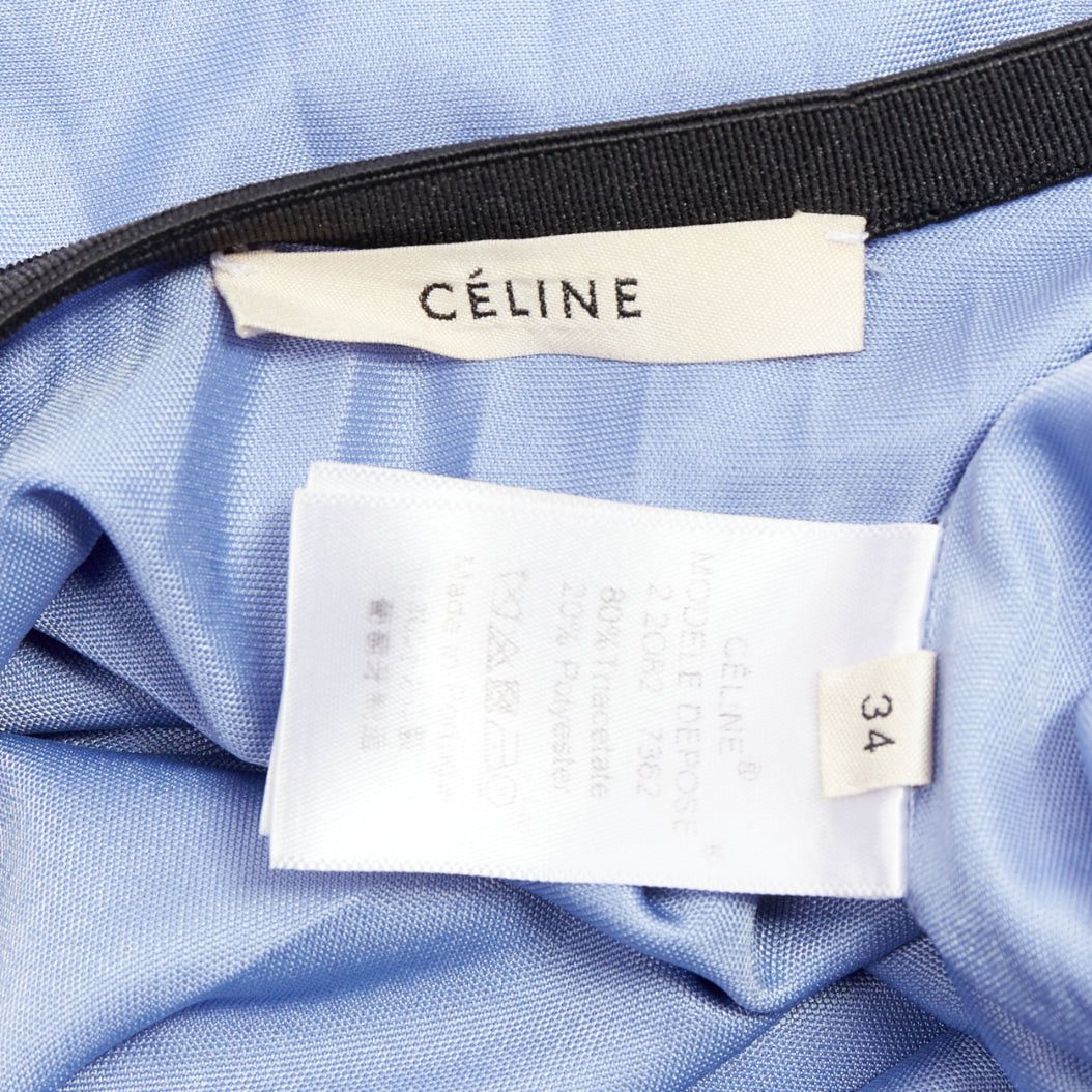 Celine OLD CELINE Phoebe Philo sky blue pleated black waistband skirt FR34 XS Size 26" / US 2 / IT 38 - 8 Thumbnail