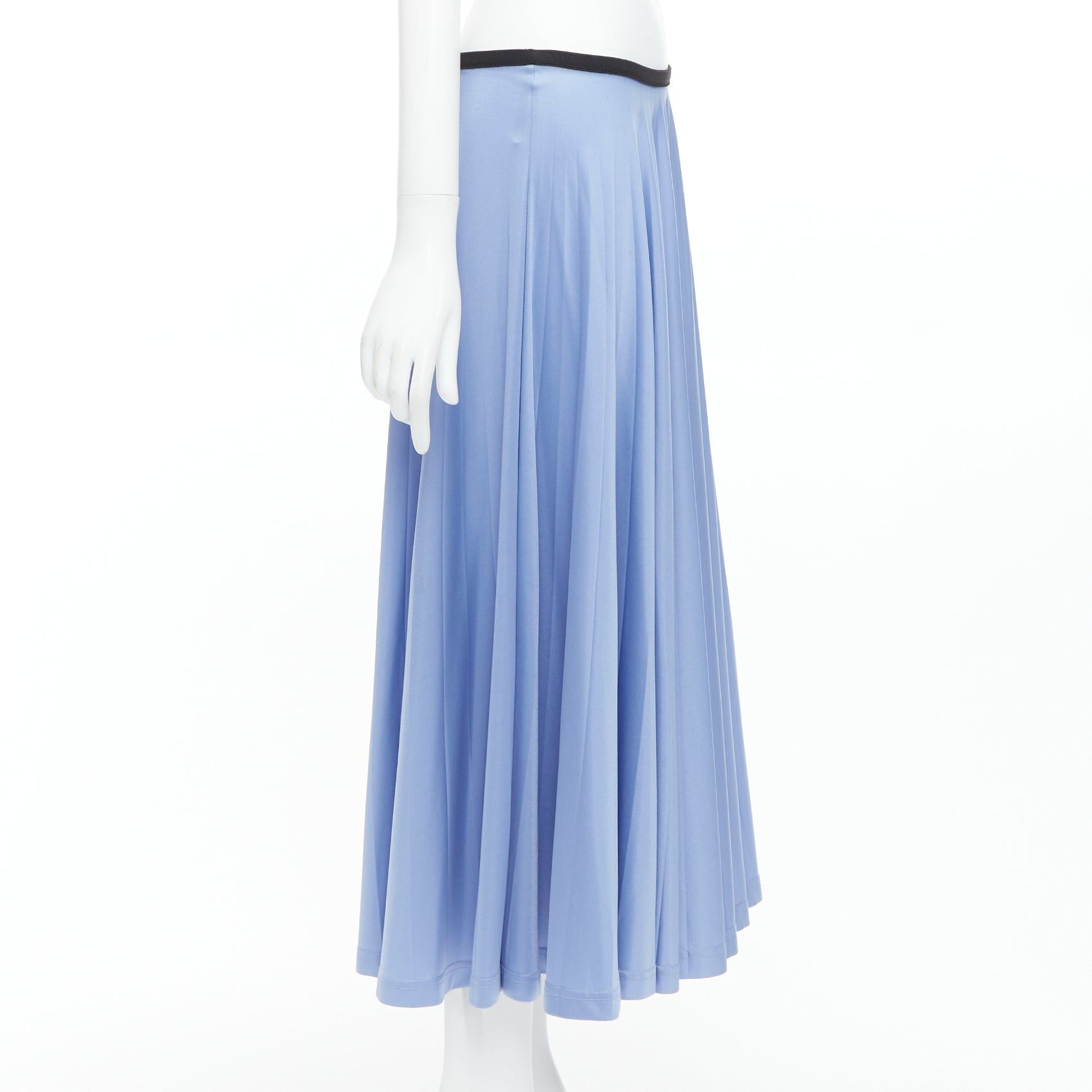 Celine OLD CELINE Phoebe Philo sky blue pleated black waistband skirt FR34 XS Size 26" / US 2 / IT 38 - 4 Thumbnail