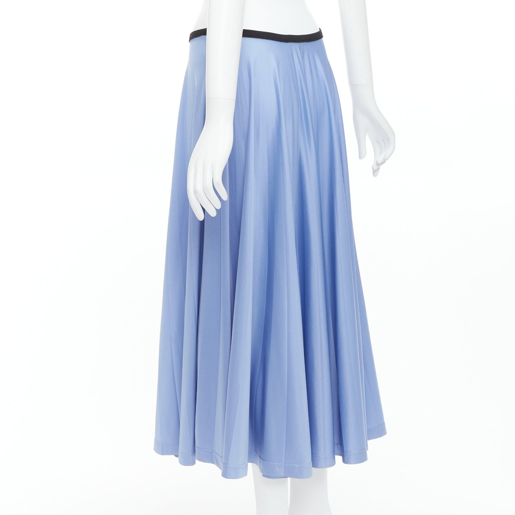 Celine OLD CELINE Phoebe Philo sky blue pleated black waistband skirt FR34 XS Size 26" / US 2 / IT 38 - 6 Thumbnail