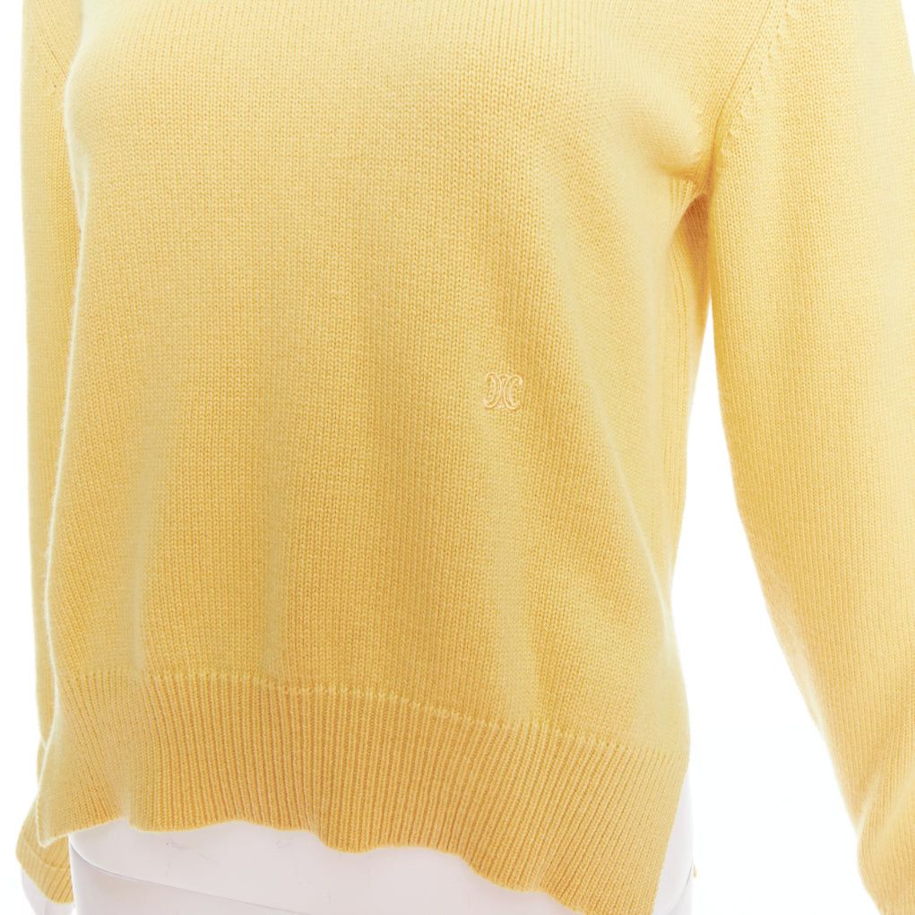 Celine OLD CELINE Phoebe Philo yellow cashmere anagram logo sweater S Size S / US 4 / IT 40 - 7 Thumbnail
