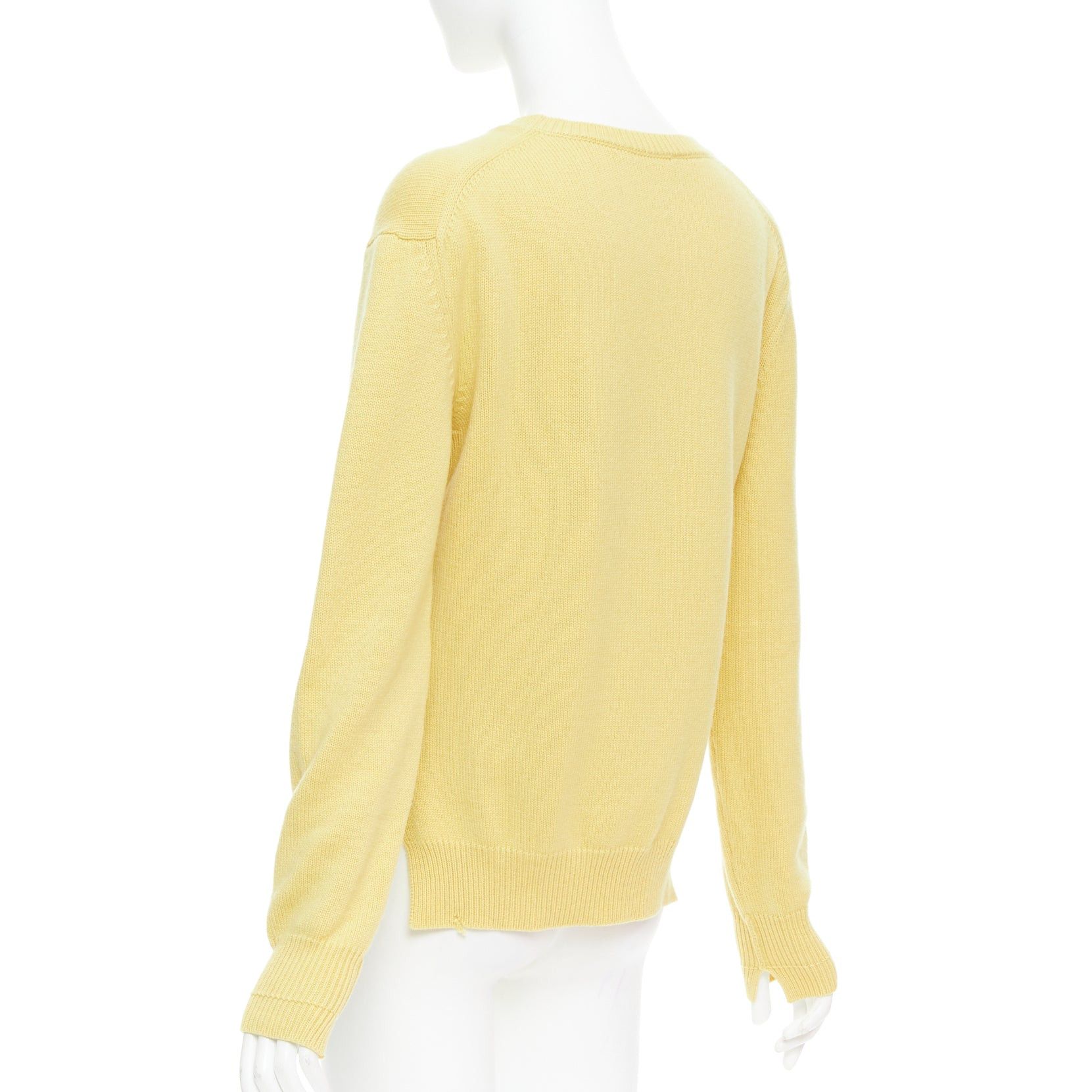 Celine OLD CELINE Phoebe Philo yellow cashmere anagram logo sweater S Size S / US 4 / IT 40 - 6 Thumbnail