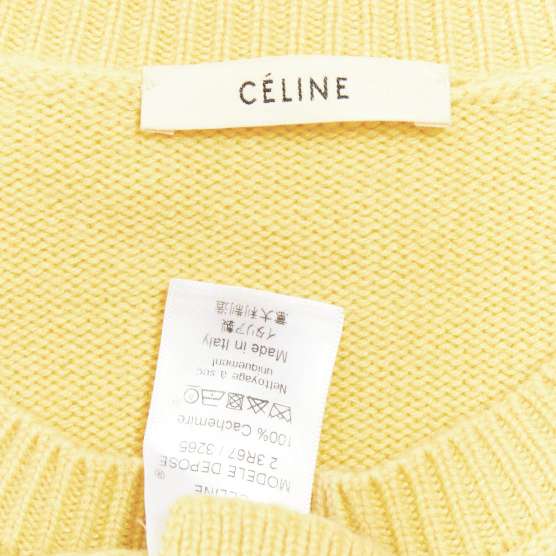Celine OLD CELINE Phoebe Philo yellow cashmere anagram logo sweater S Size S / US 4 / IT 40 - 8 Thumbnail