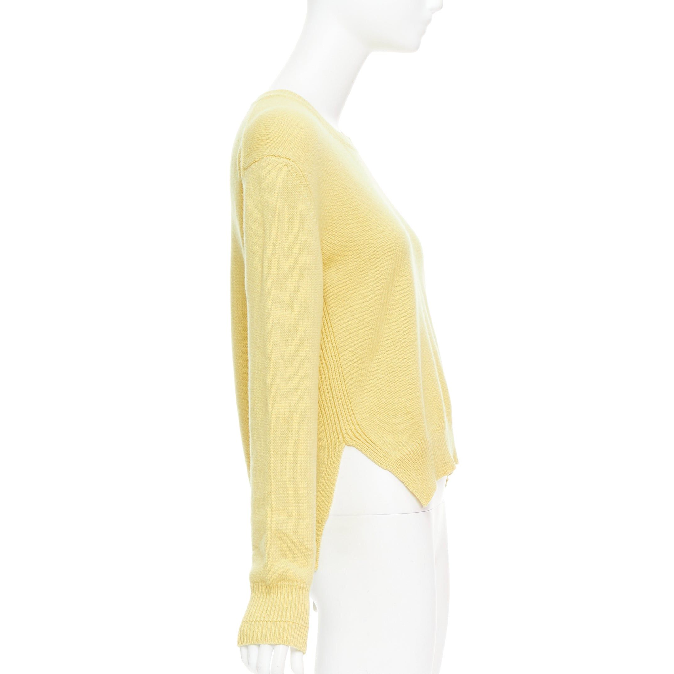 Celine OLD CELINE Phoebe Philo yellow cashmere anagram logo sweater S Size S / US 4 / IT 40 - 4 Thumbnail