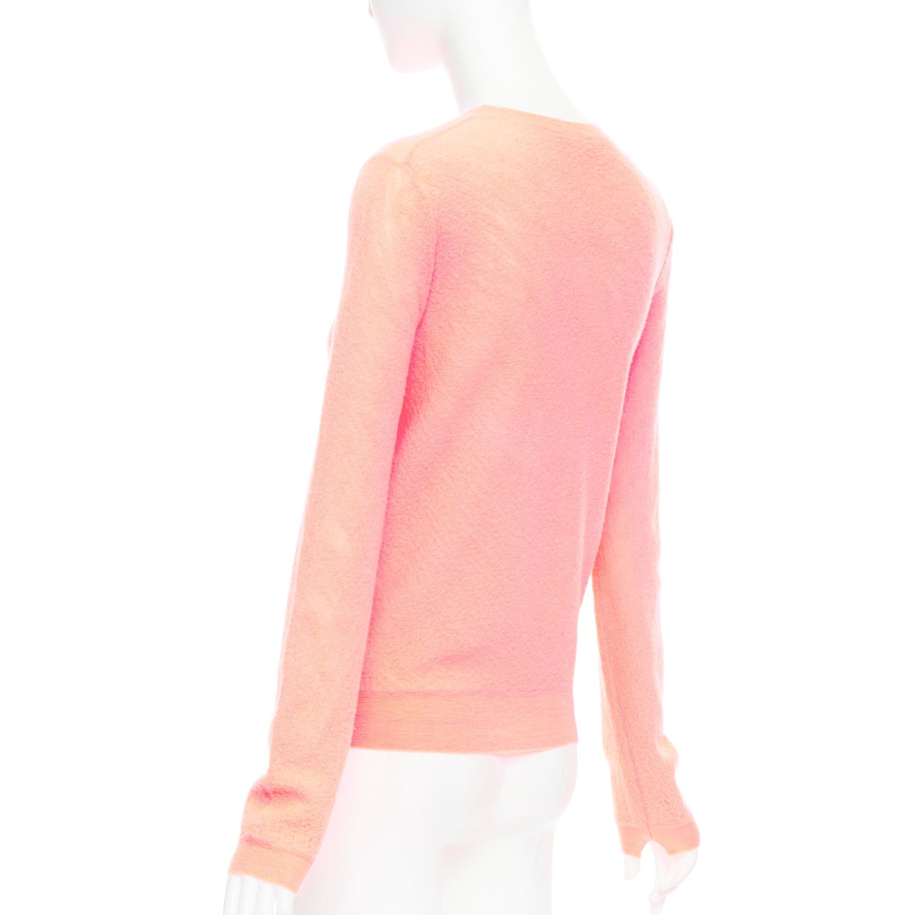 Celine OLD CELINE Phoebe Philo neon coral pink wool knitted sweater S Size S / US 4 / IT 40 - 6 Thumbnail