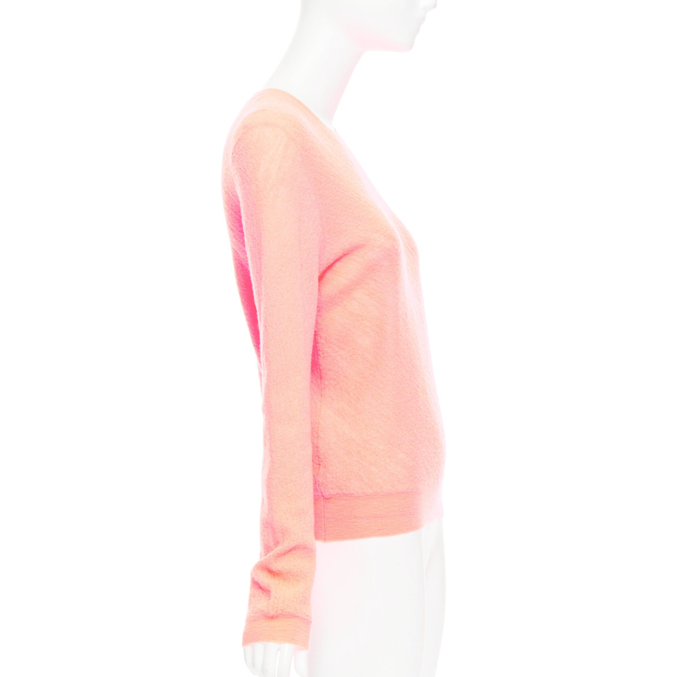 Celine OLD CELINE Phoebe Philo neon coral pink wool knitted sweater S Size S / US 4 / IT 40 - 4 Thumbnail