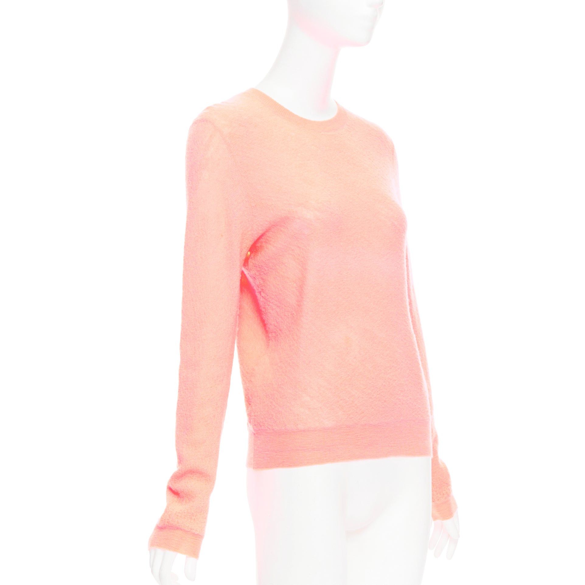 Celine OLD CELINE Phoebe Philo neon coral pink wool knitted sweater S Size S / US 4 / IT 40 - 3 Thumbnail