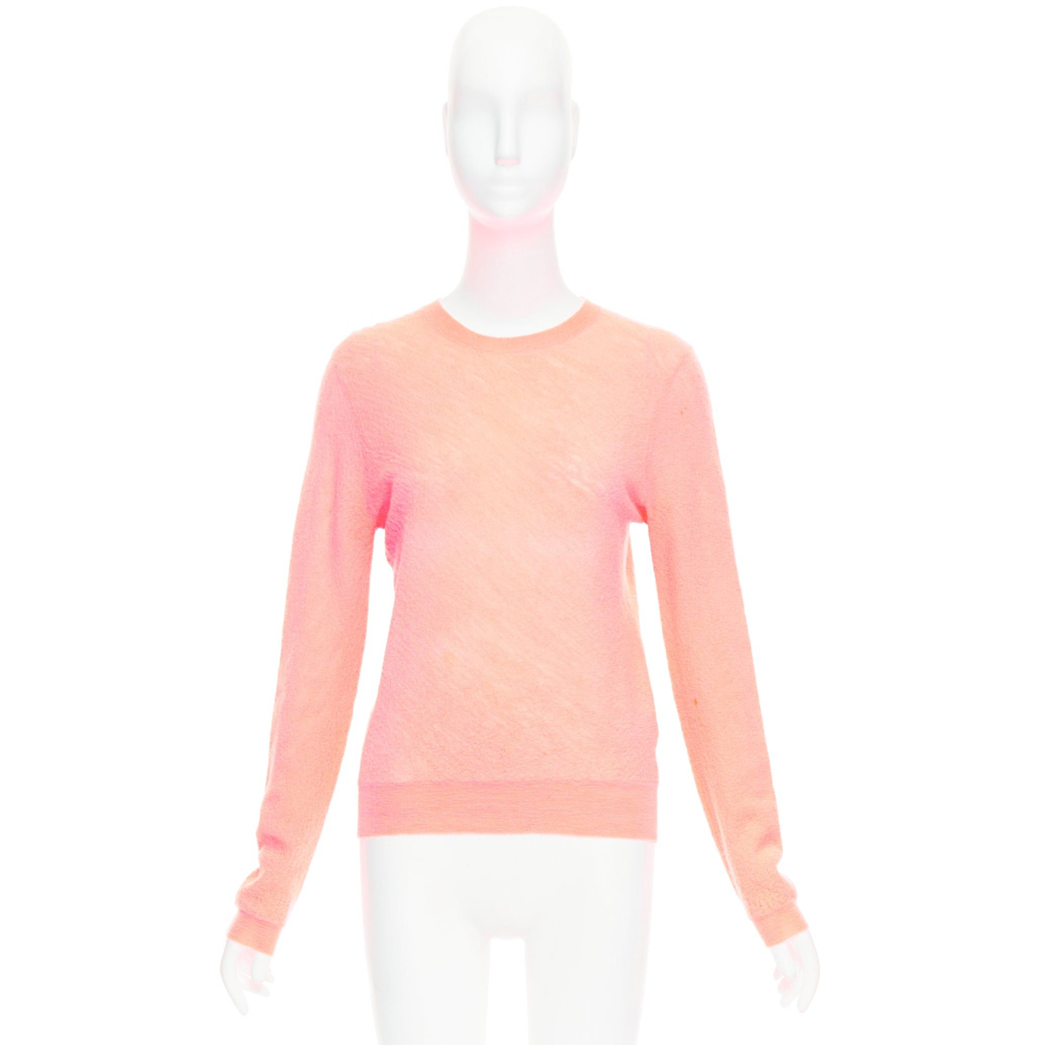 Celine OLD CELINE Phoebe Philo neon coral pink wool knitted sweater S Size S / US 4 / IT 40 - 9 Thumbnail