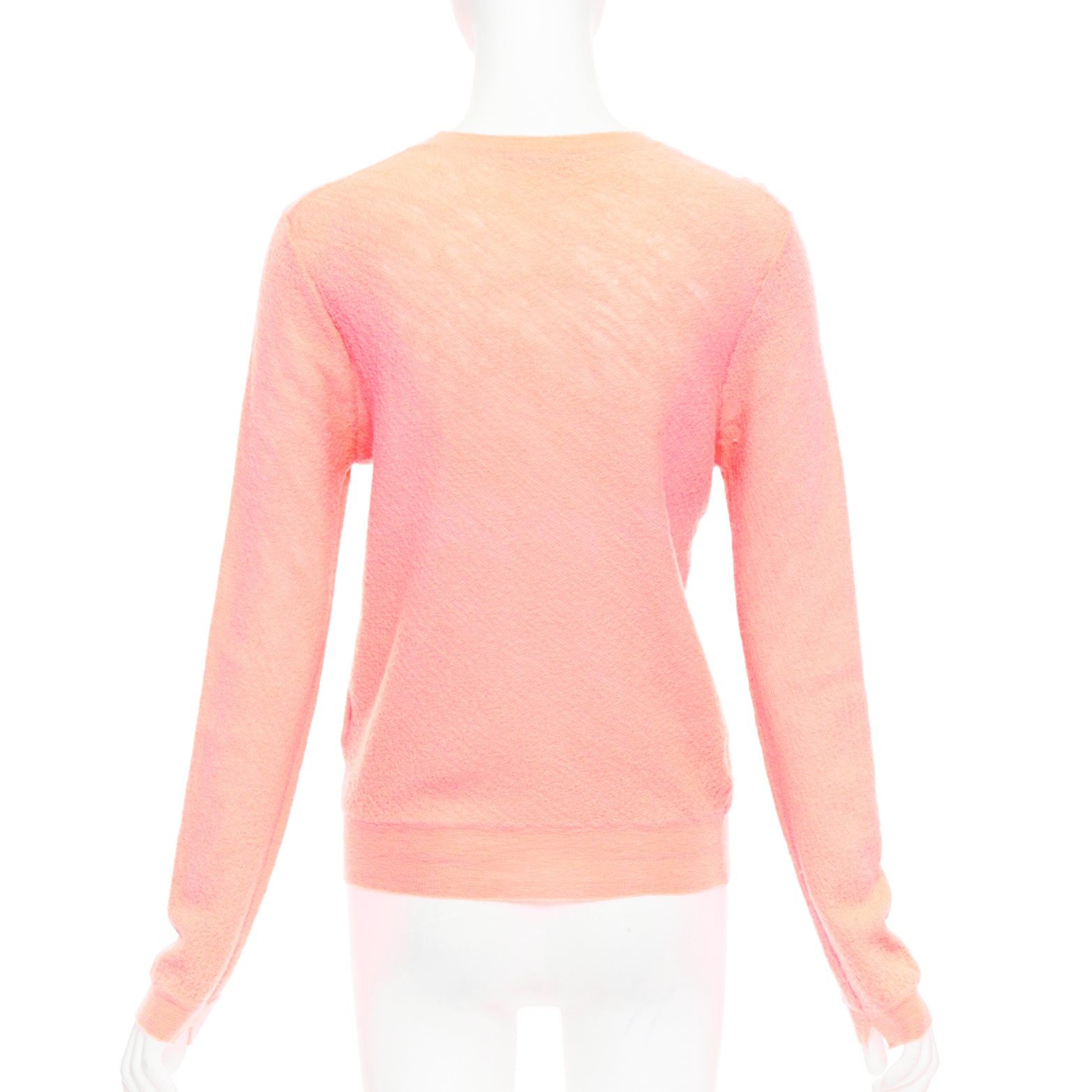 Celine OLD CELINE Phoebe Philo neon coral pink wool knitted sweater S Size S / US 4 / IT 40 - 5 Thumbnail