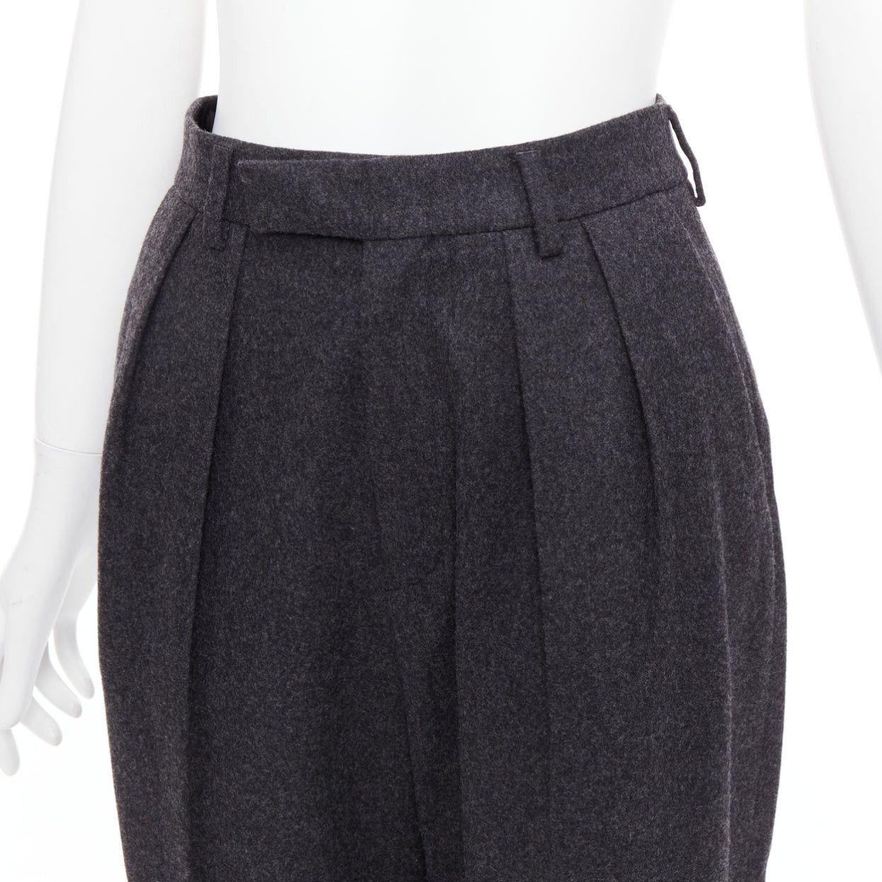 Celine CELINE grey 100% wool cotton lined double pleated front tapered pants FR34 XS Size 26" / US 2 / IT 38 - 2 Thumbnail
