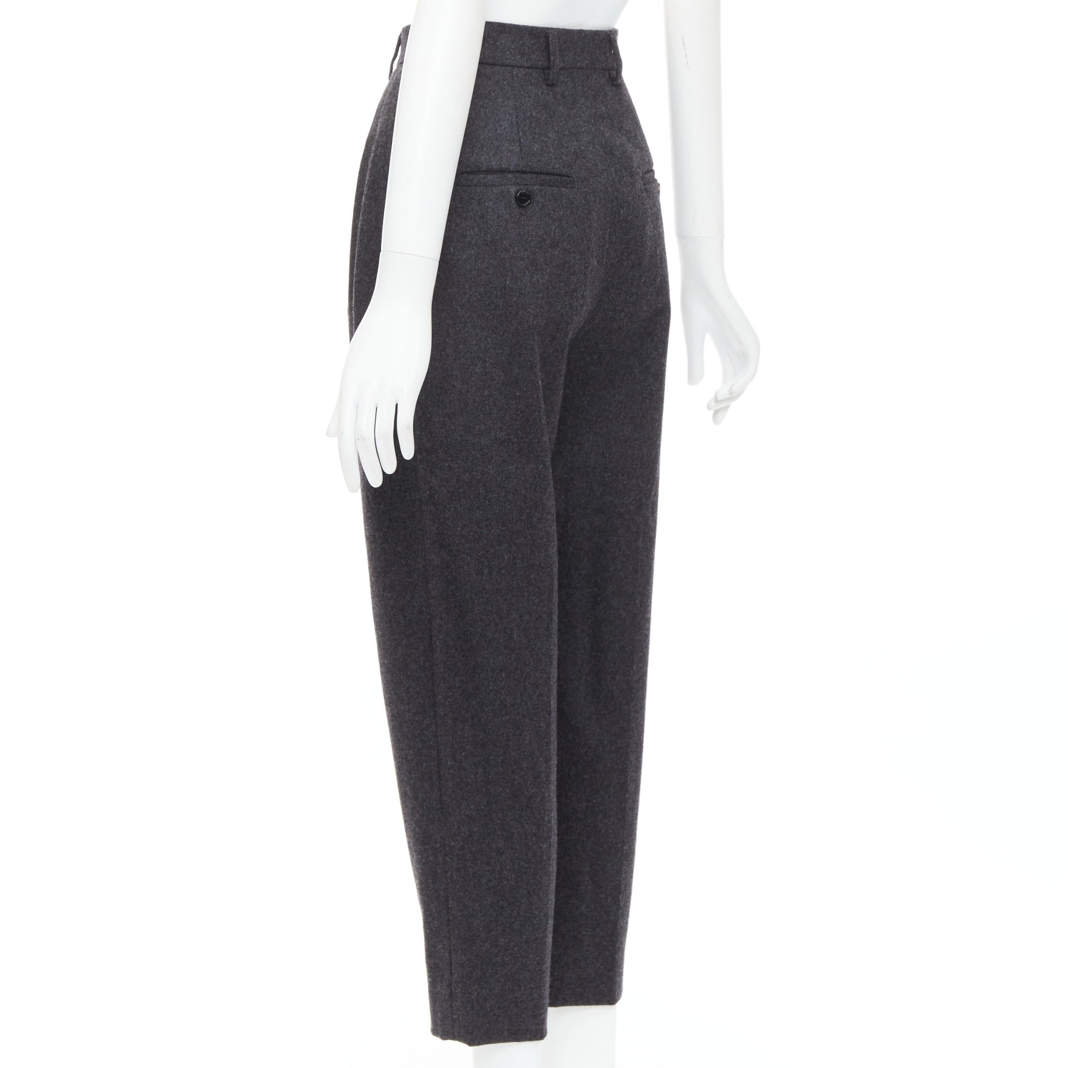 Celine CELINE grey 100% wool cotton lined double pleated front tapered pants FR34 XS Size 26" / US 2 / IT 38 - 6 Thumbnail