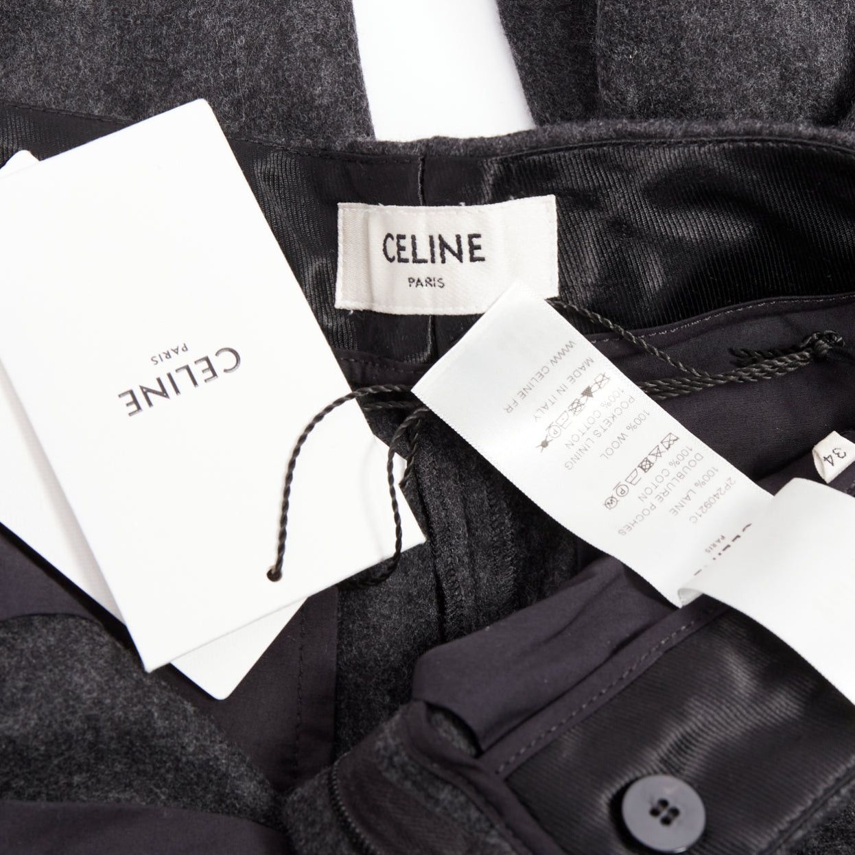 Celine CELINE grey 100% wool cotton lined double pleated front tapered pants FR34 XS Size 26" / US 2 / IT 38 - 8 Thumbnail
