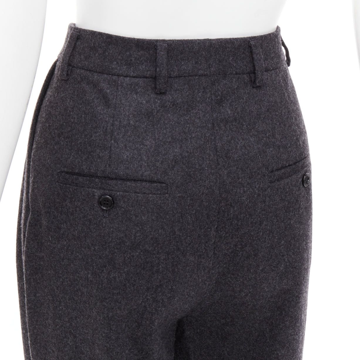 Celine CELINE grey 100% wool cotton lined double pleated front tapered pants FR34 XS Size 26" / US 2 / IT 38 - 7 Thumbnail