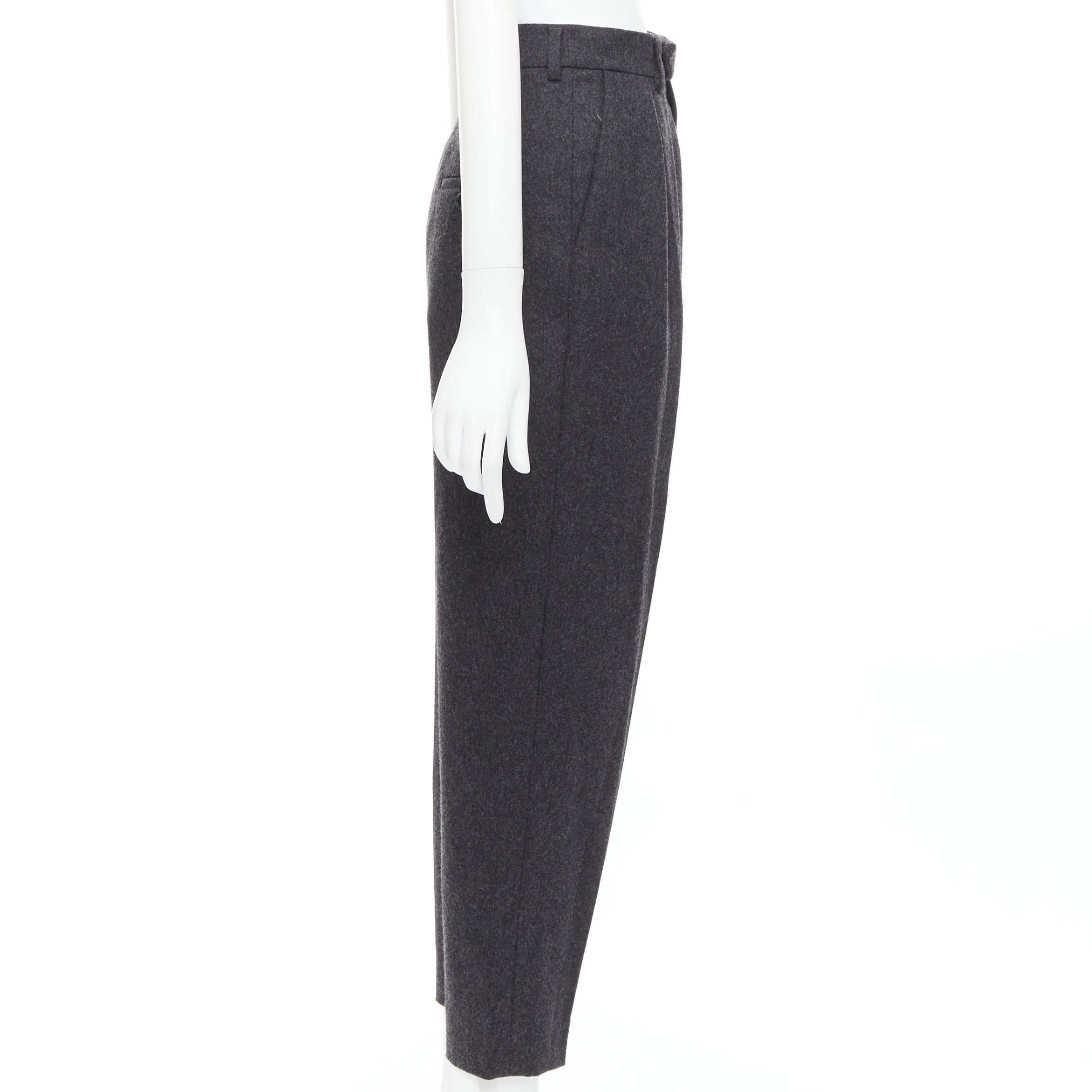 Celine CELINE grey 100% wool cotton lined double pleated front tapered pants FR34 XS Size 26" / US 2 / IT 38 - 4 Thumbnail