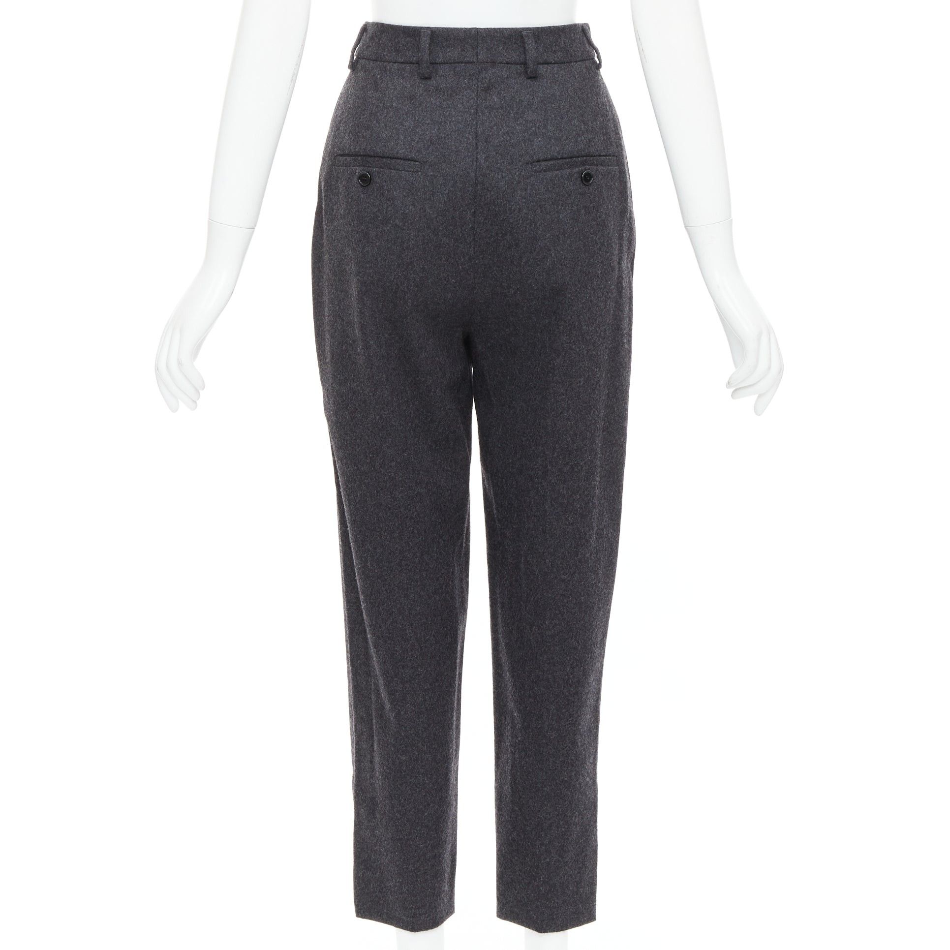 Celine CELINE grey 100% wool cotton lined double pleated front tapered pants FR34 XS Size 26" / US 2 / IT 38 - 5 Thumbnail