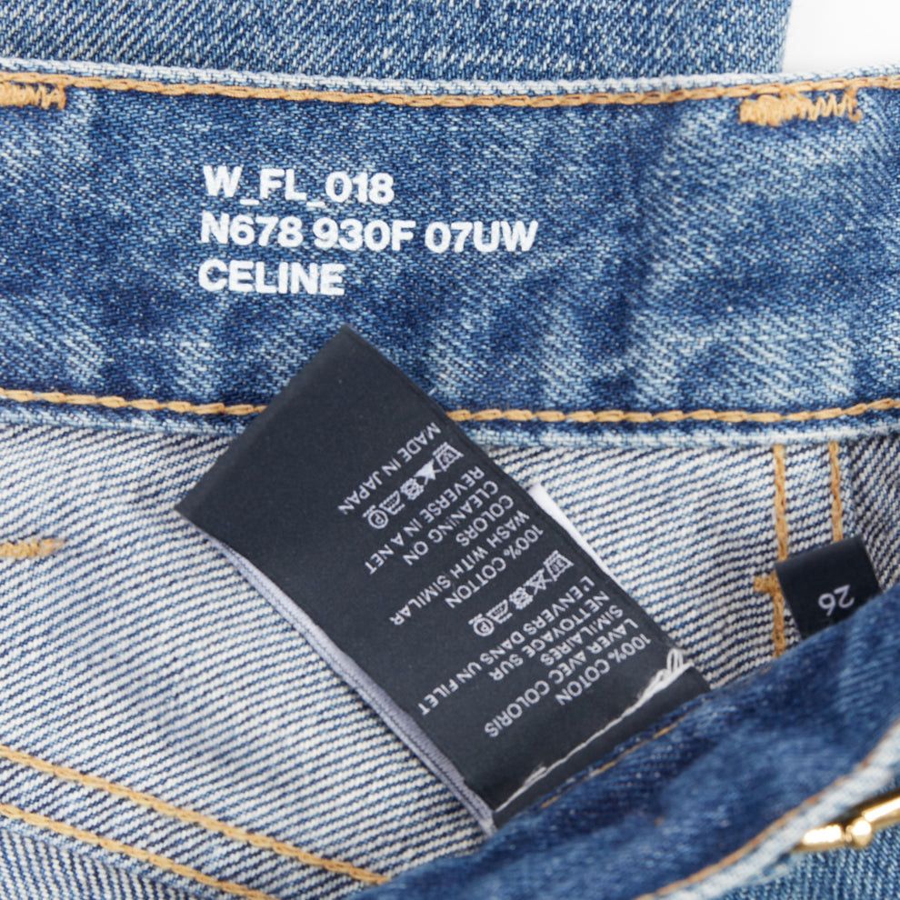 Celine CELINE W_FL_018 Dylan blue washed gold triomphe buckle bootcut jeans 26" Size 27" / US 4 / IT 40 - 8 Thumbnail
