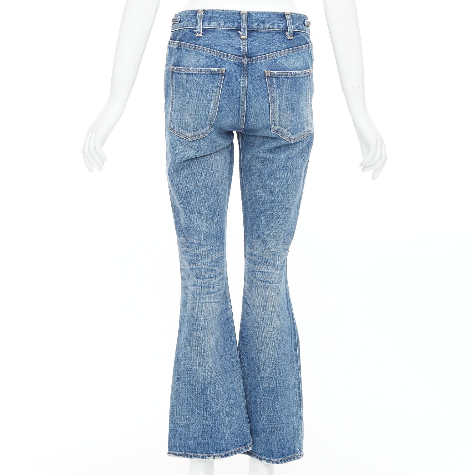 Celine CELINE W_FL_018 Dylan blue washed gold triomphe buckle bootcut jeans 26" Size 27" / US 4 / IT 40 - 5 Thumbnail