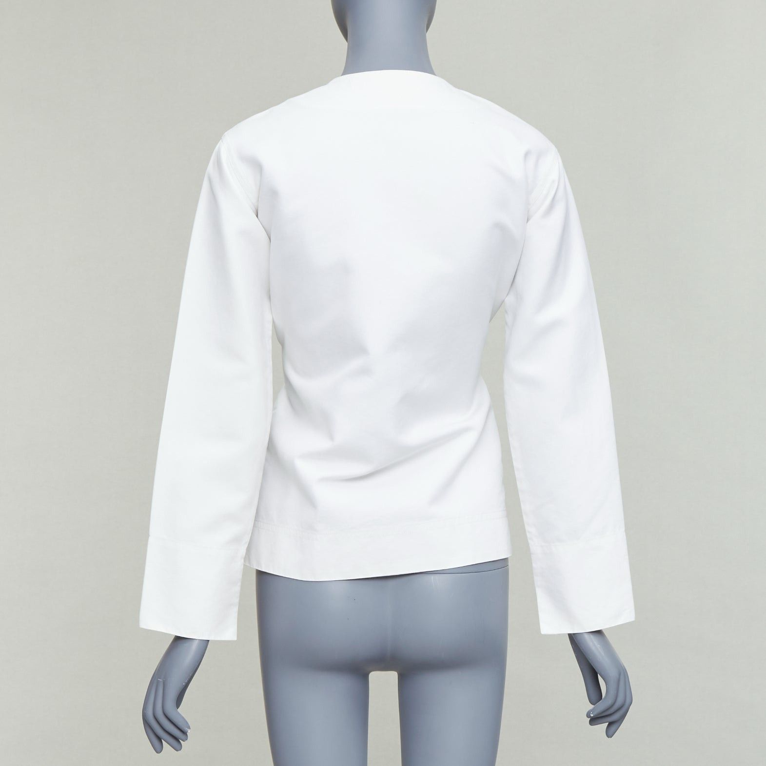 Celine CELINE Phoebe Philo cream cotton silk tie front straight jacket FR36 S Size S / US 4 / IT 40 - 6 Thumbnail