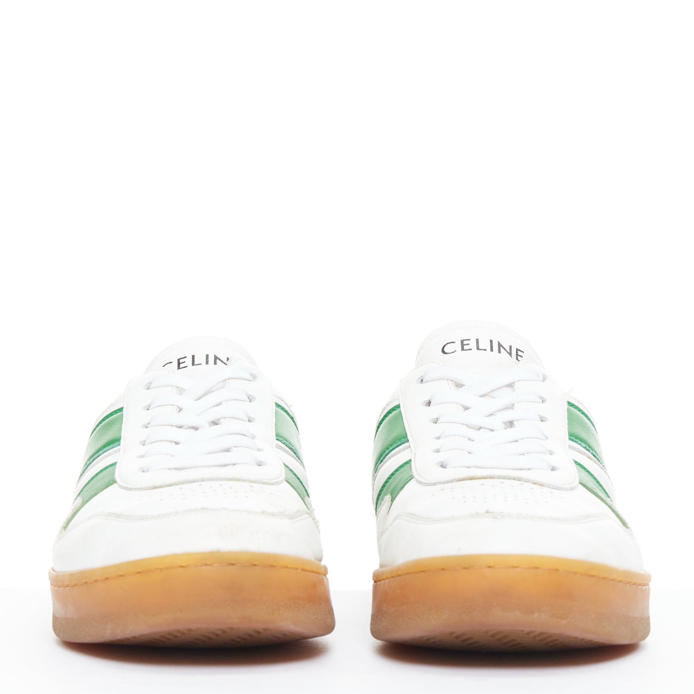 Celine CELINE green optic white flash green leather low top sneakers EU37 Size US 7 / IT 37 - 4 Thumbnail