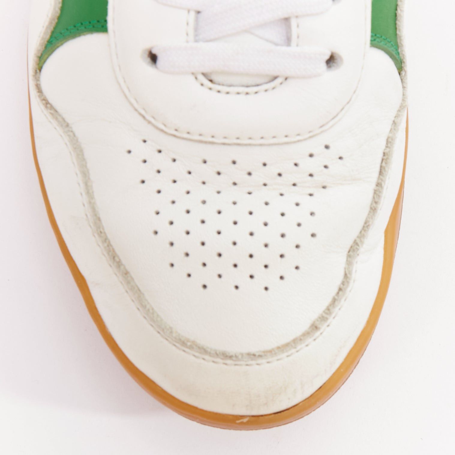 Celine CELINE green optic white flash green leather low top sneakers EU37 Size US 7 / IT 37 - 7 Thumbnail