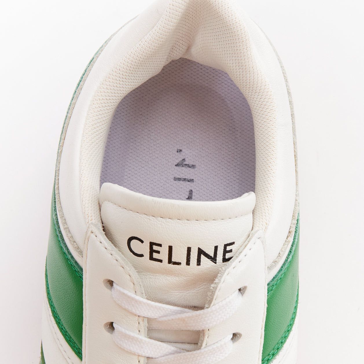 Celine CELINE green optic white flash green leather low top sneakers EU37 Size US 7 / IT 37 - 10 Thumbnail