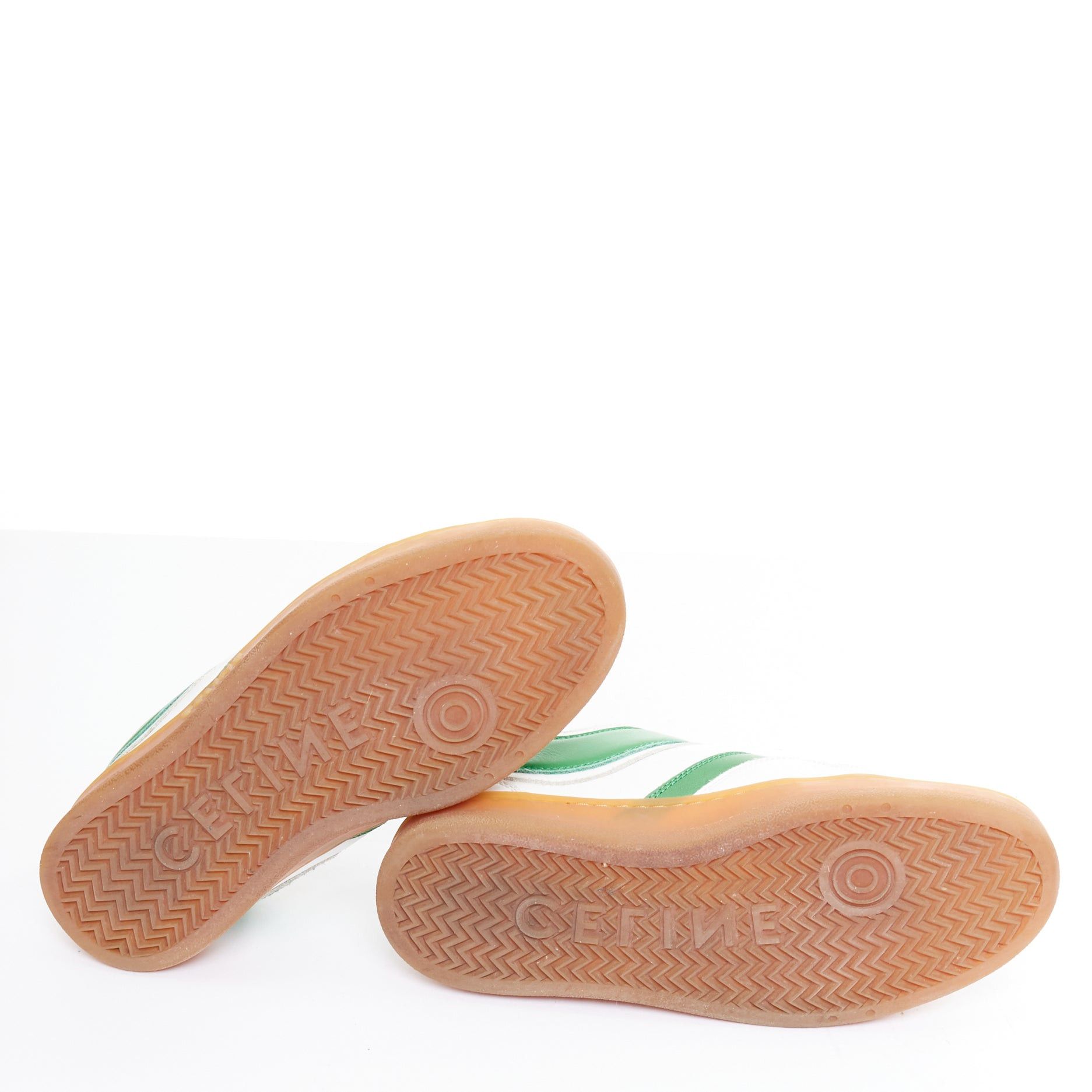 Celine CELINE green optic white flash green leather low top sneakers EU37 Size US 7 / IT 37 - 12 Thumbnail