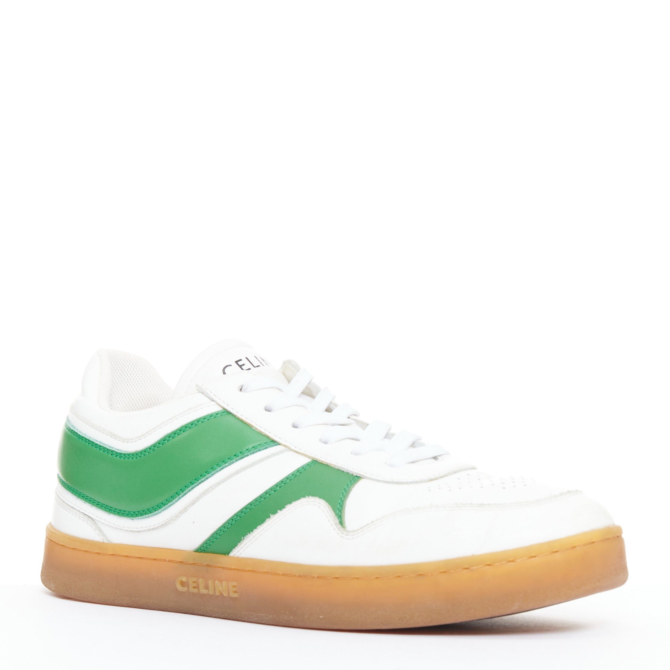 Celine CELINE green optic white flash green leather low top sneakers EU37 Size US 7 / IT 37 - 2 Thumbnail
