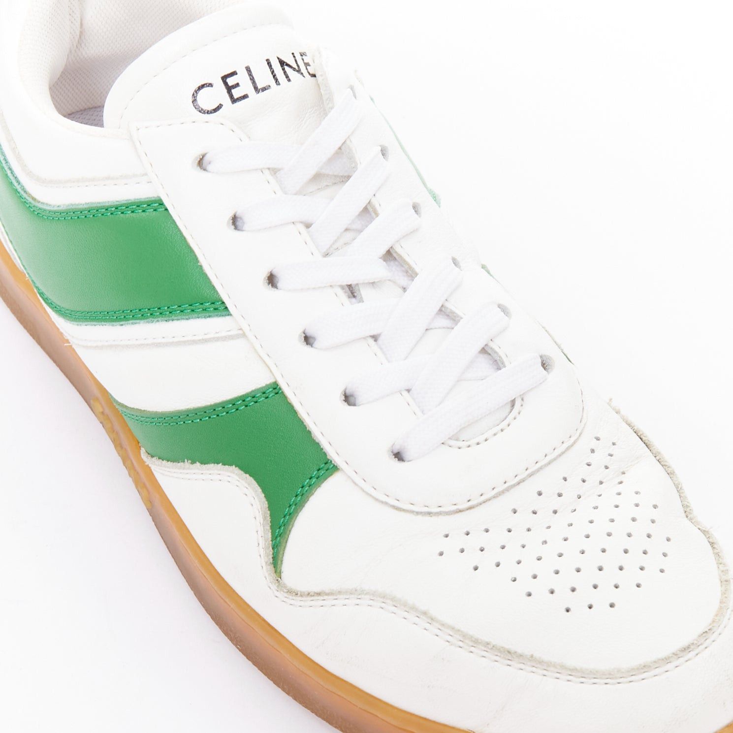 Celine CELINE green optic white flash green leather low top sneakers EU37 Size US 7 / IT 37 - 8 Thumbnail