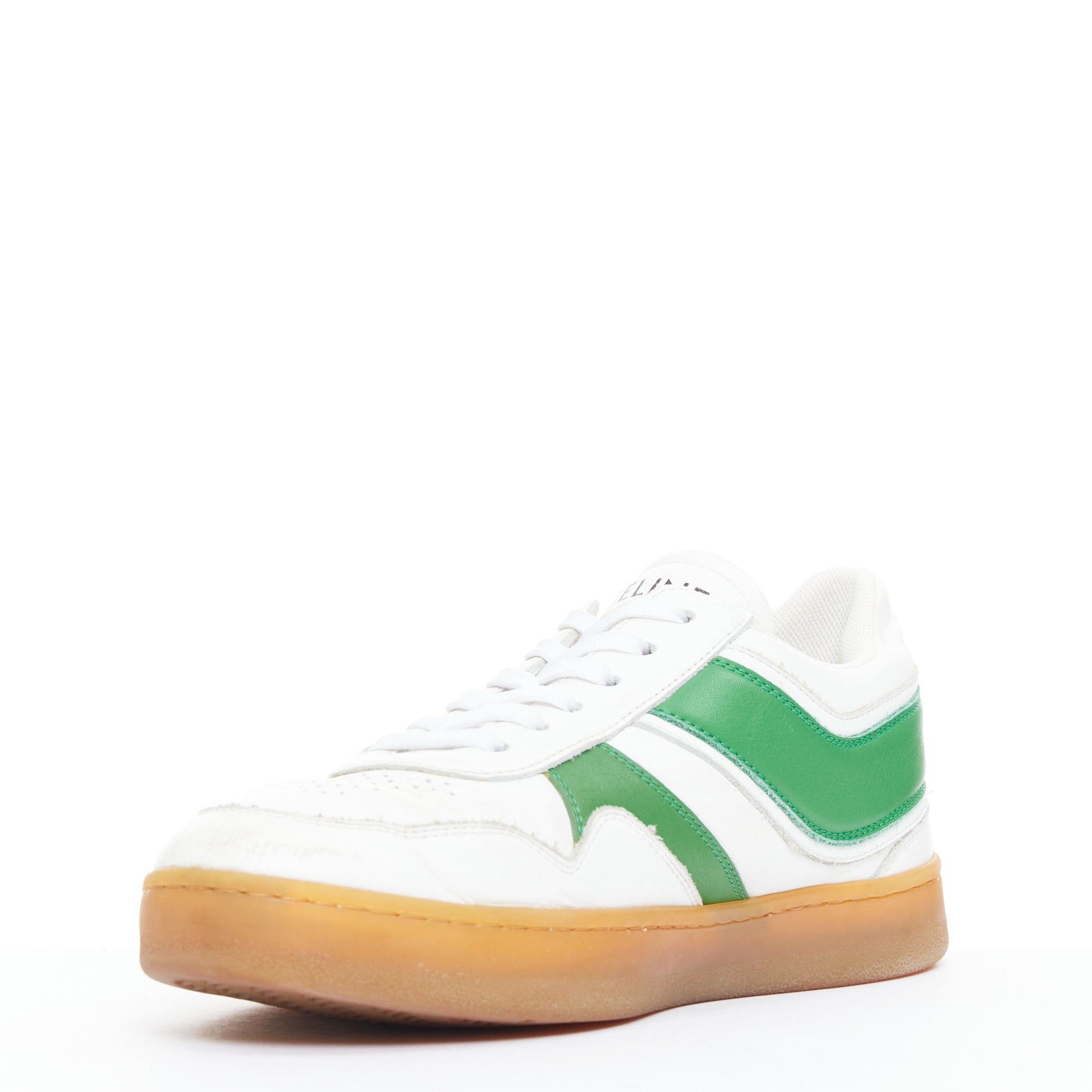 Celine CELINE green optic white flash green leather low top sneakers EU37 Size US 7 / IT 37 - 5 Thumbnail