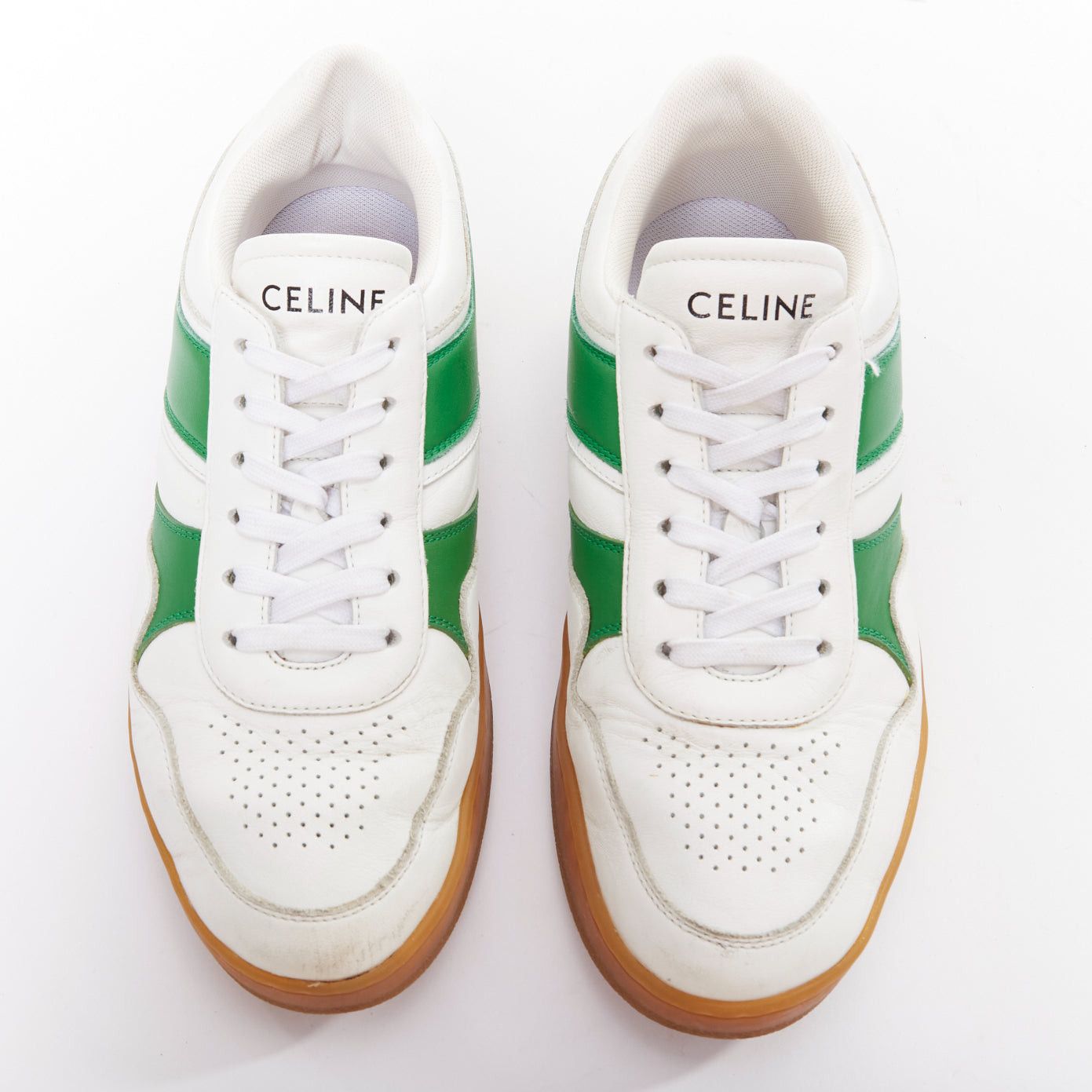 Celine CELINE green optic white flash green leather low top sneakers EU37 Size US 7 / IT 37 - 3 Thumbnail