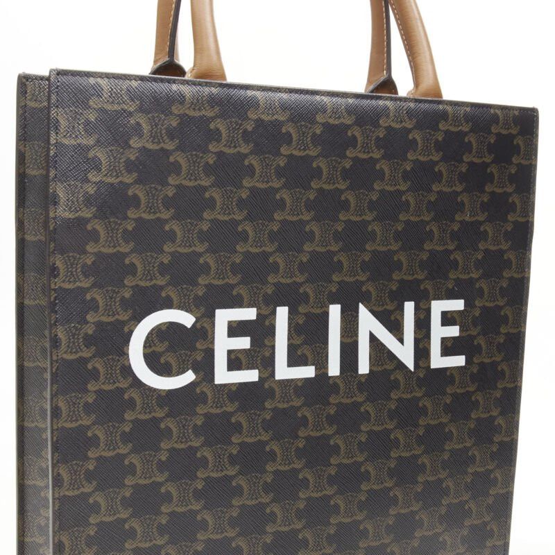 Celine CELINE Hedi Slimane Triomphe Canvas brown monogram Vertical Cabas tote bag Size ONE SIZE - 7 Thumbnail
