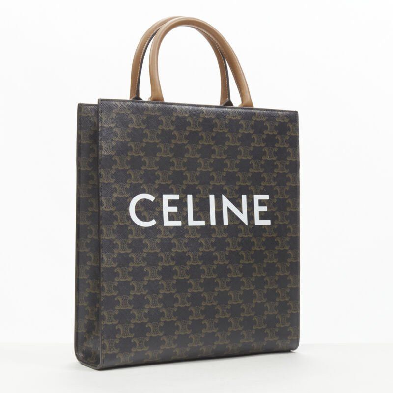 Celine CELINE Hedi Slimane Triomphe Canvas brown monogram Vertical Cabas tote bag Size ONE SIZE - 3 Thumbnail