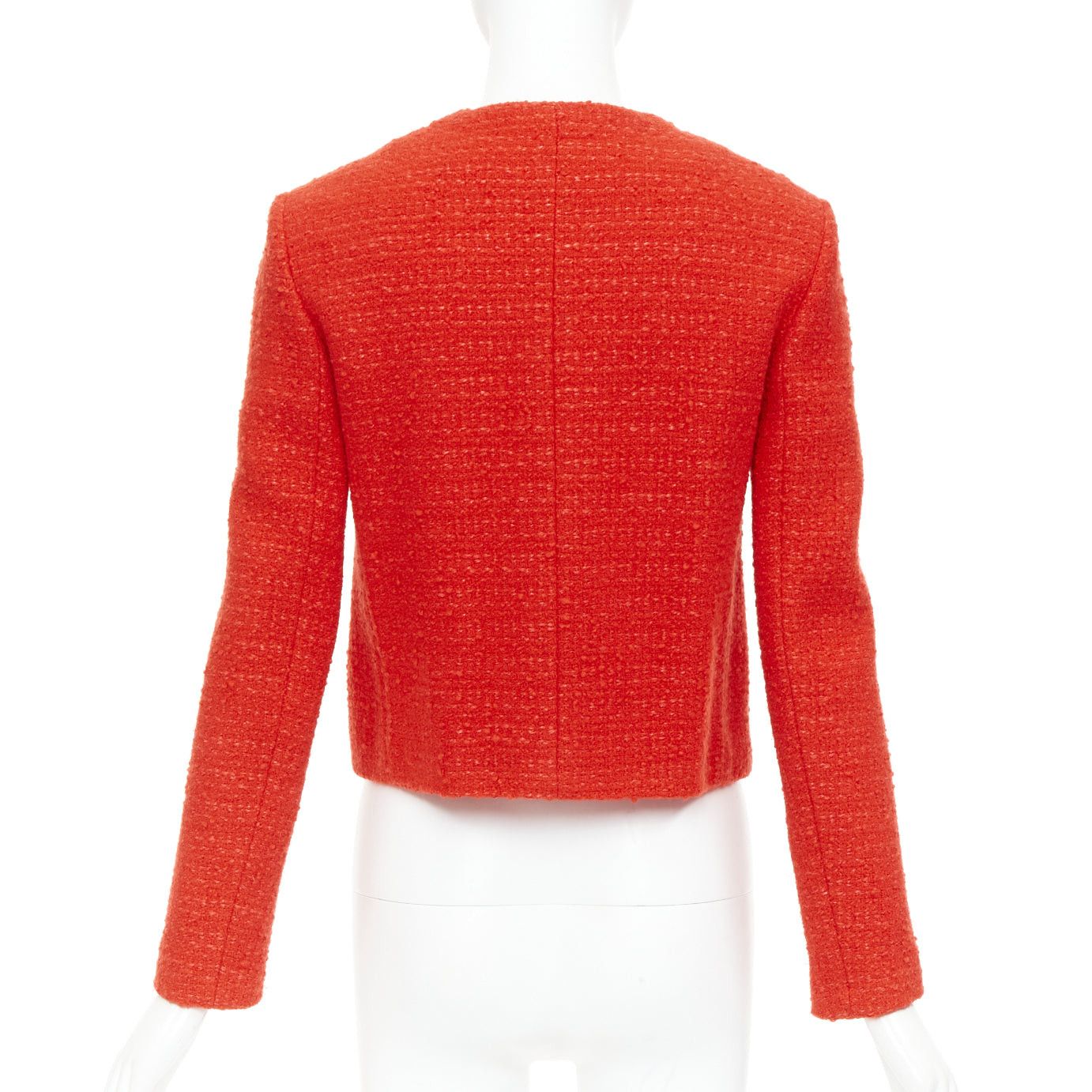 Celine CELINE Chasseur red wool linen tweed gold buttons cropped jacket FR34 XS Size XS / US 0-2 / IT 36-38 - 6 Thumbnail