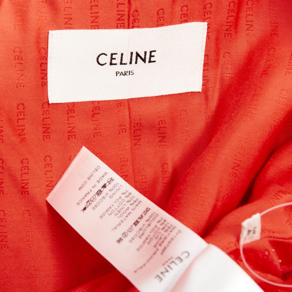 Celine CELINE Chasseur red wool linen tweed gold buttons cropped jacket FR34 XS Size XS / US 0-2 / IT 36-38 - 9 Thumbnail