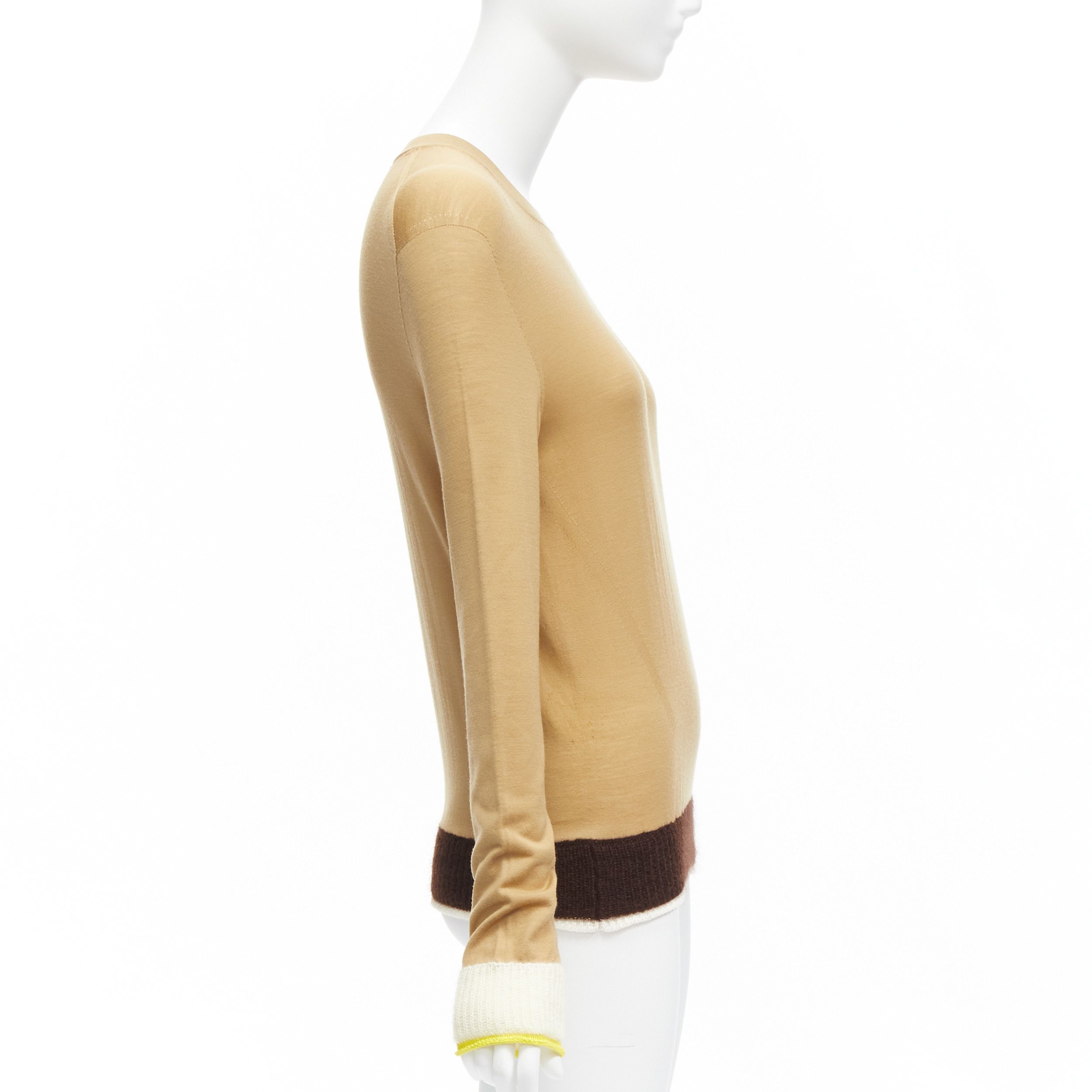 Celine OLD CELINE Phoebe Philo 100% wool mohair blend Triomphe logo contrast cuff sweater XS Size S / US 4 / IT 40 - 4 Thumbnail