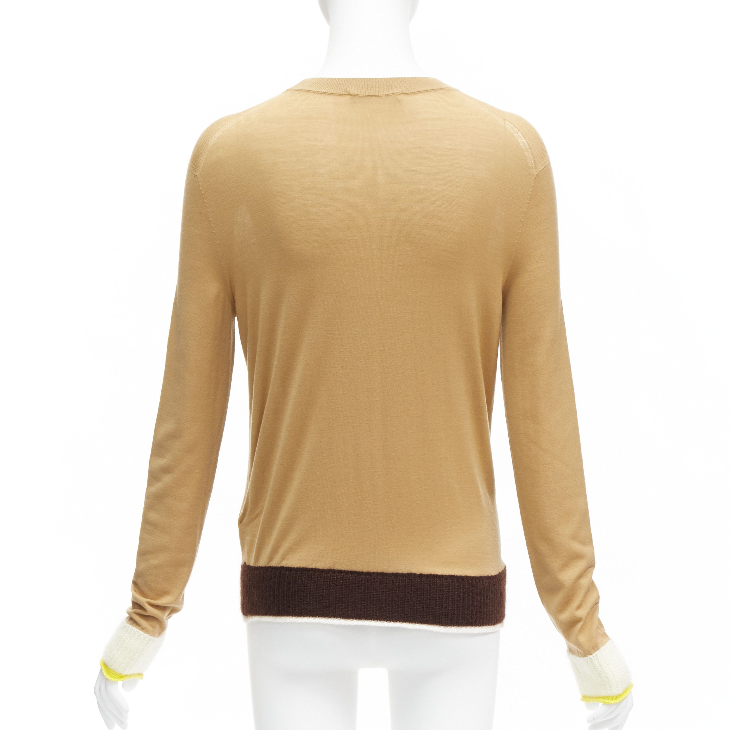 Celine OLD CELINE Phoebe Philo 100% wool mohair blend Triomphe logo contrast cuff sweater XS Size S / US 4 / IT 40 - 5 Thumbnail