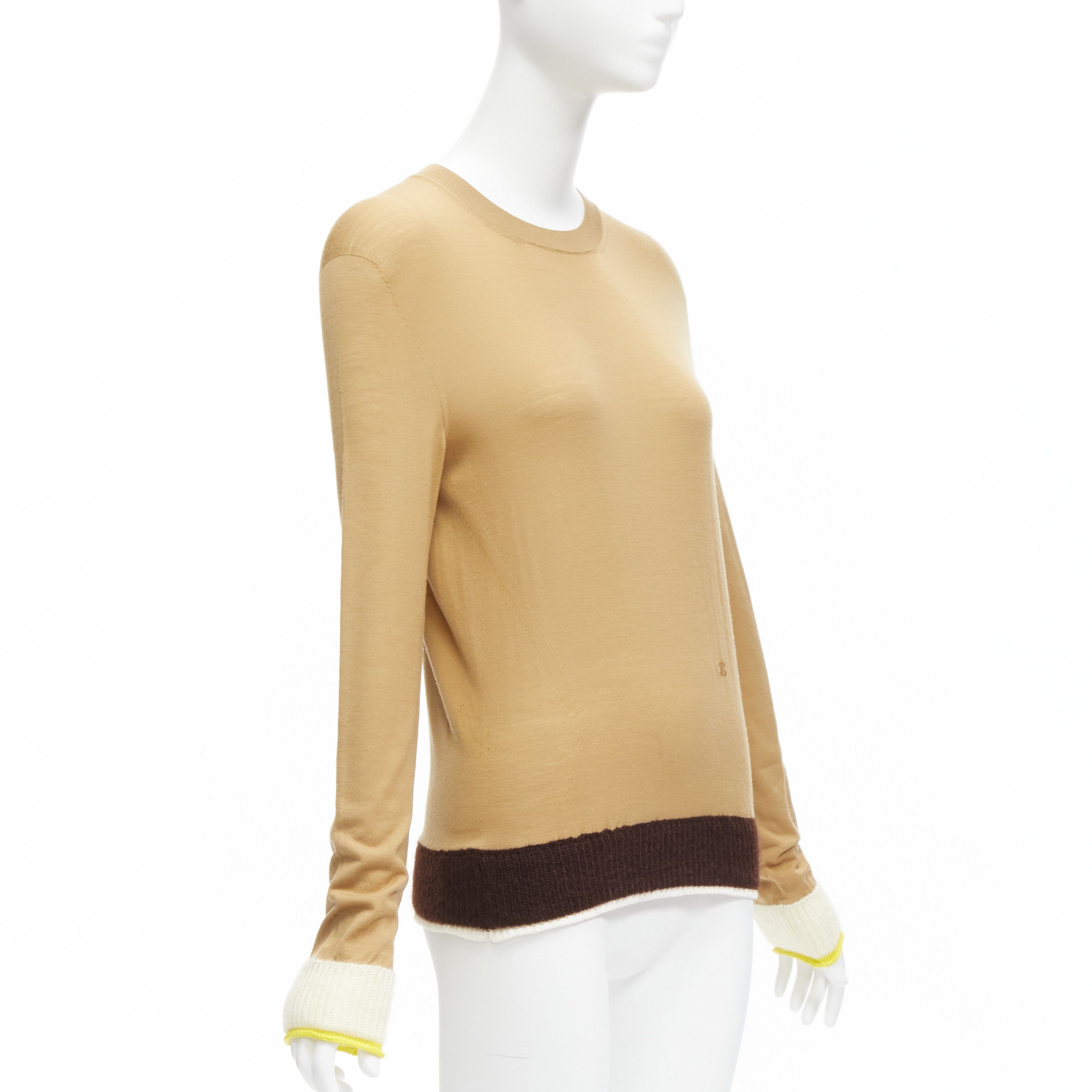 Celine OLD CELINE Phoebe Philo 100% wool mohair blend Triomphe logo contrast cuff sweater XS Size S / US 4 / IT 40 - 3 Thumbnail