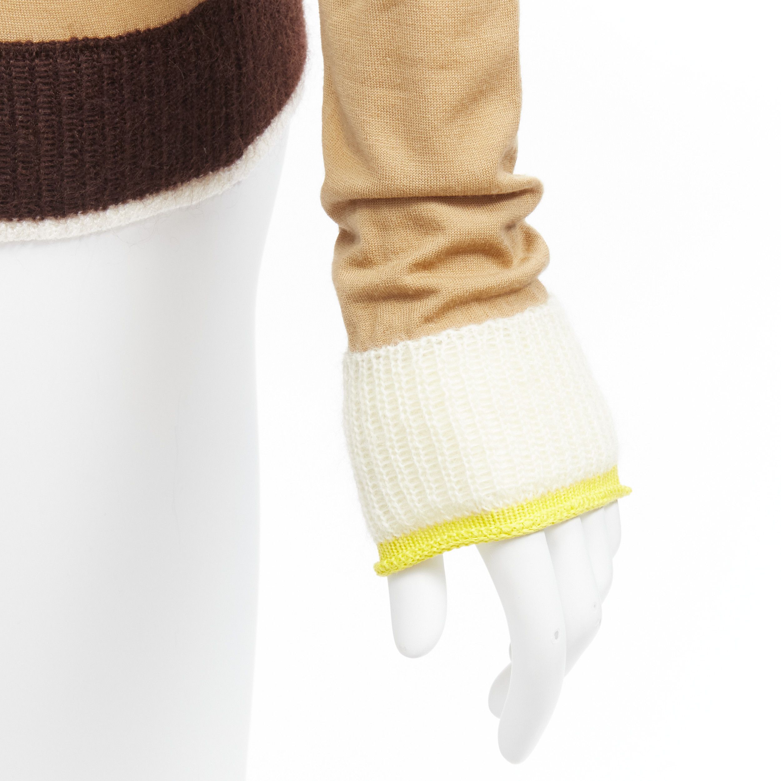 Celine OLD CELINE Phoebe Philo 100% wool mohair blend Triomphe logo contrast cuff sweater XS Size S / US 4 / IT 40 - 7 Thumbnail