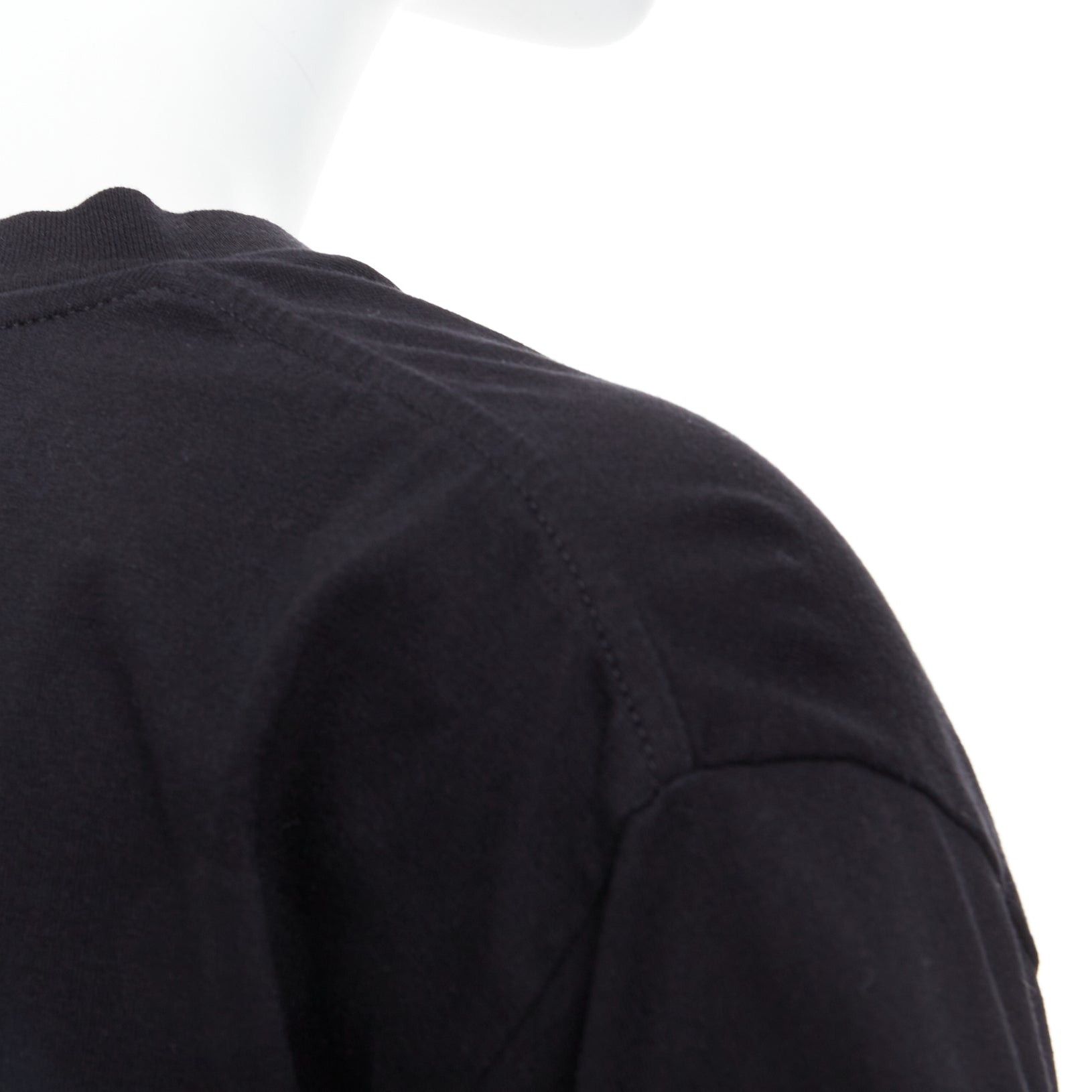 Celine CELINE black cotton white big logo crop casual crew neck tshirt S Size S / US 4 / IT 40 - 7 Thumbnail