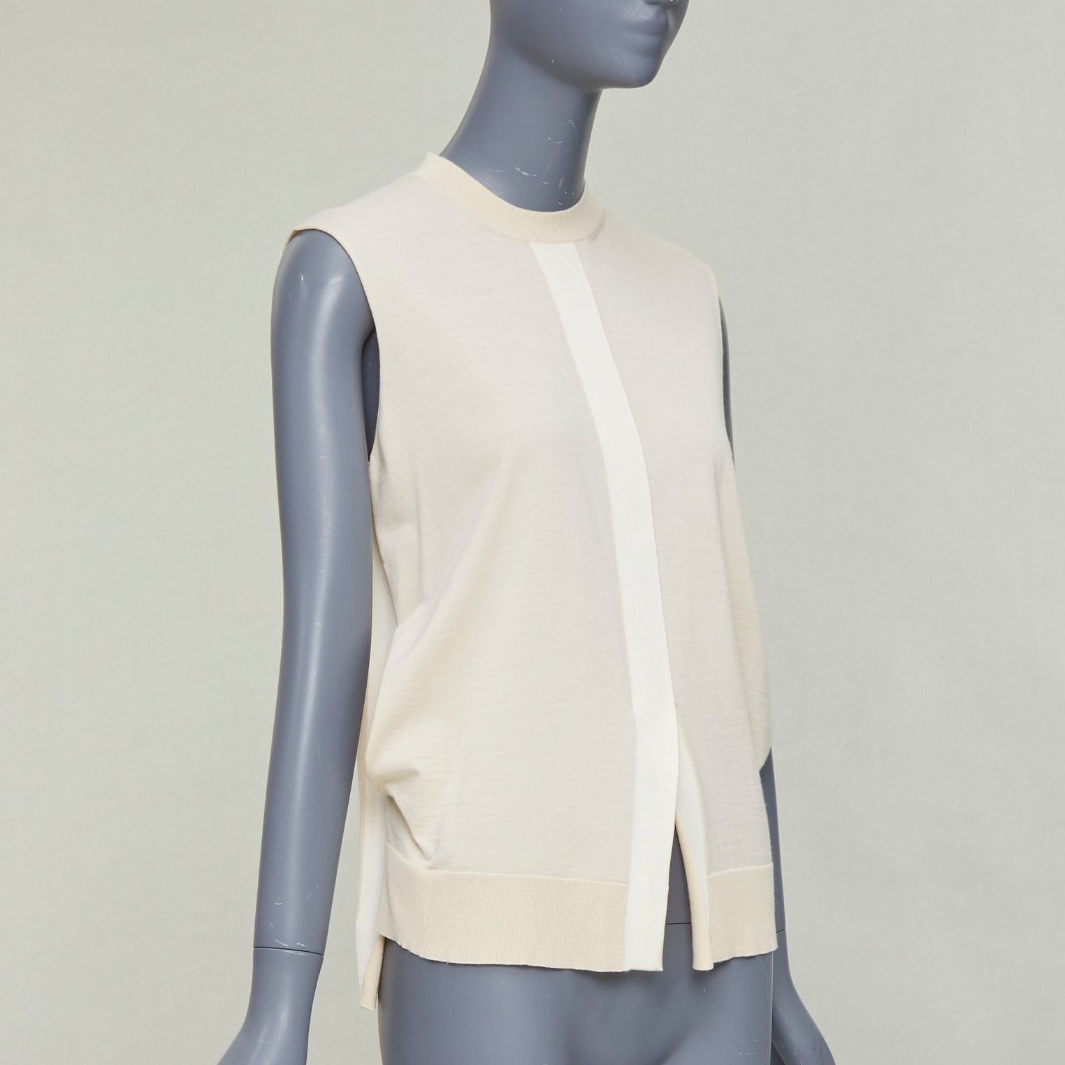 Celine OLD CELINE Phoebe Philo beige wool cashmere blend split hem sweater vest S Size S / US 4 / IT 40 - 3 Thumbnail
