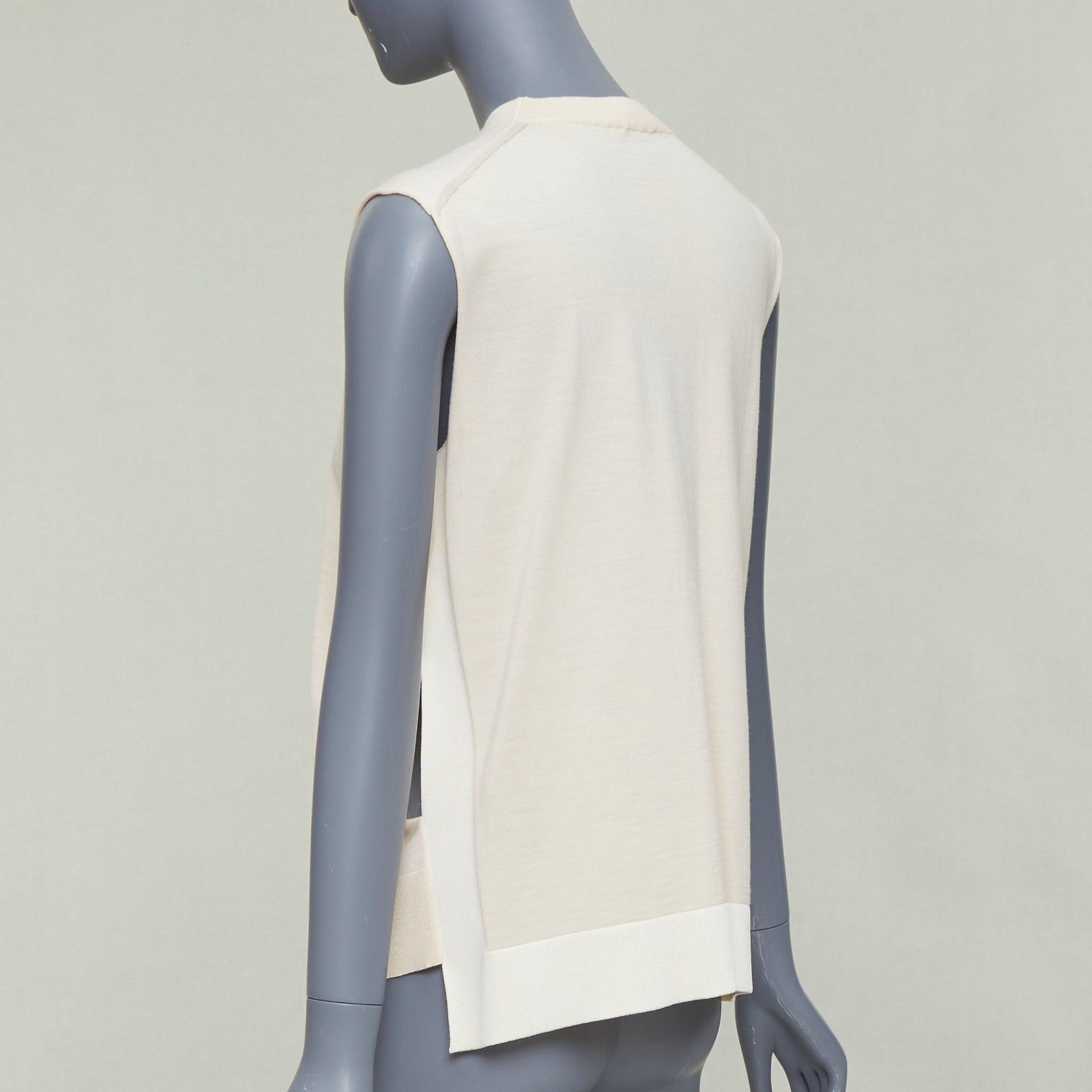 Celine OLD CELINE Phoebe Philo beige wool cashmere blend split hem sweater vest S Size S / US 4 / IT 40 - 6 Thumbnail