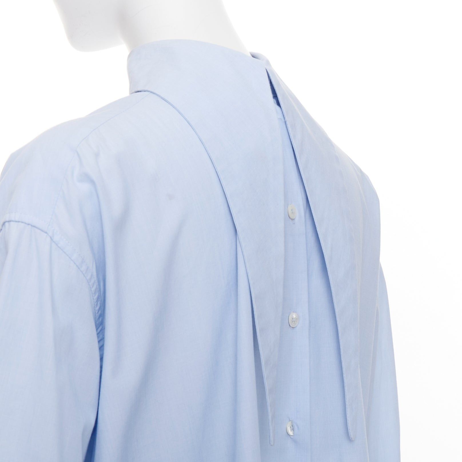 Celine OLD CELINE 2017 Runway blue colorblock reversed pleated hem shirt dress Size S / US 4 / IT 40 - 2 Thumbnail