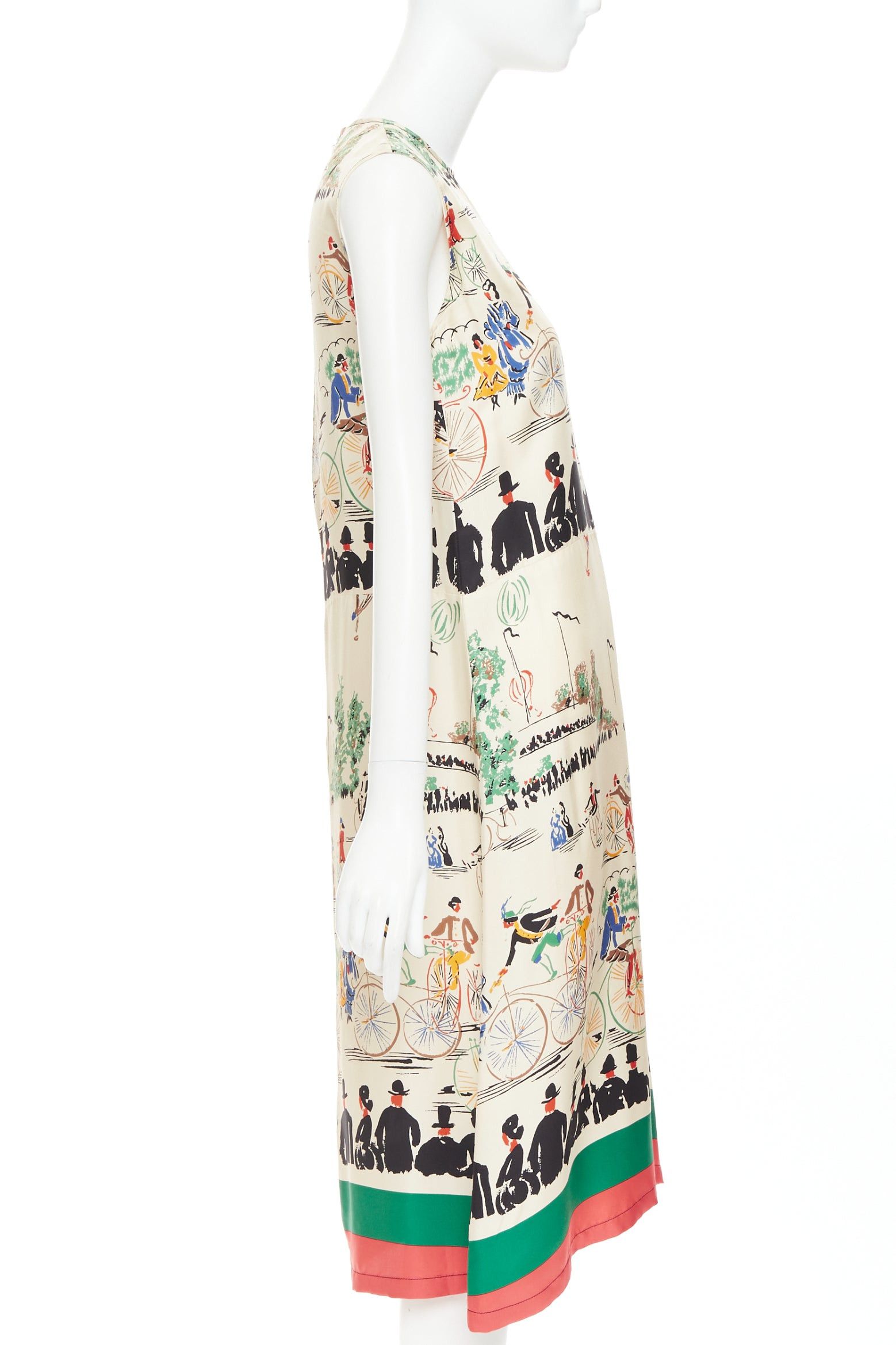 Celine rare CELINE Phoebe Philo cream multicolor mulberry silk cyclist print dress FR38 M Size M / US 6-8 / IT 42-44 - 4 Thumbnail