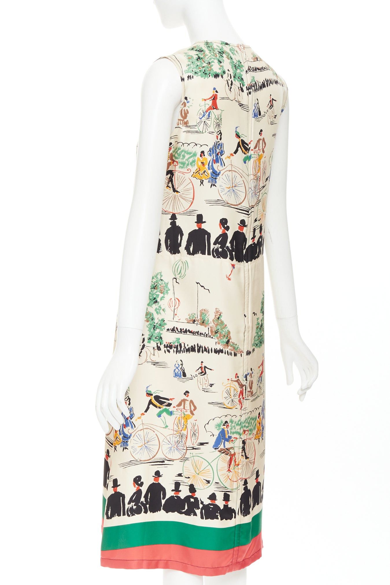 Celine rare CELINE Phoebe Philo cream multicolor mulberry silk cyclist print dress FR38 M Size M / US 6-8 / IT 42-44 - 6 Thumbnail