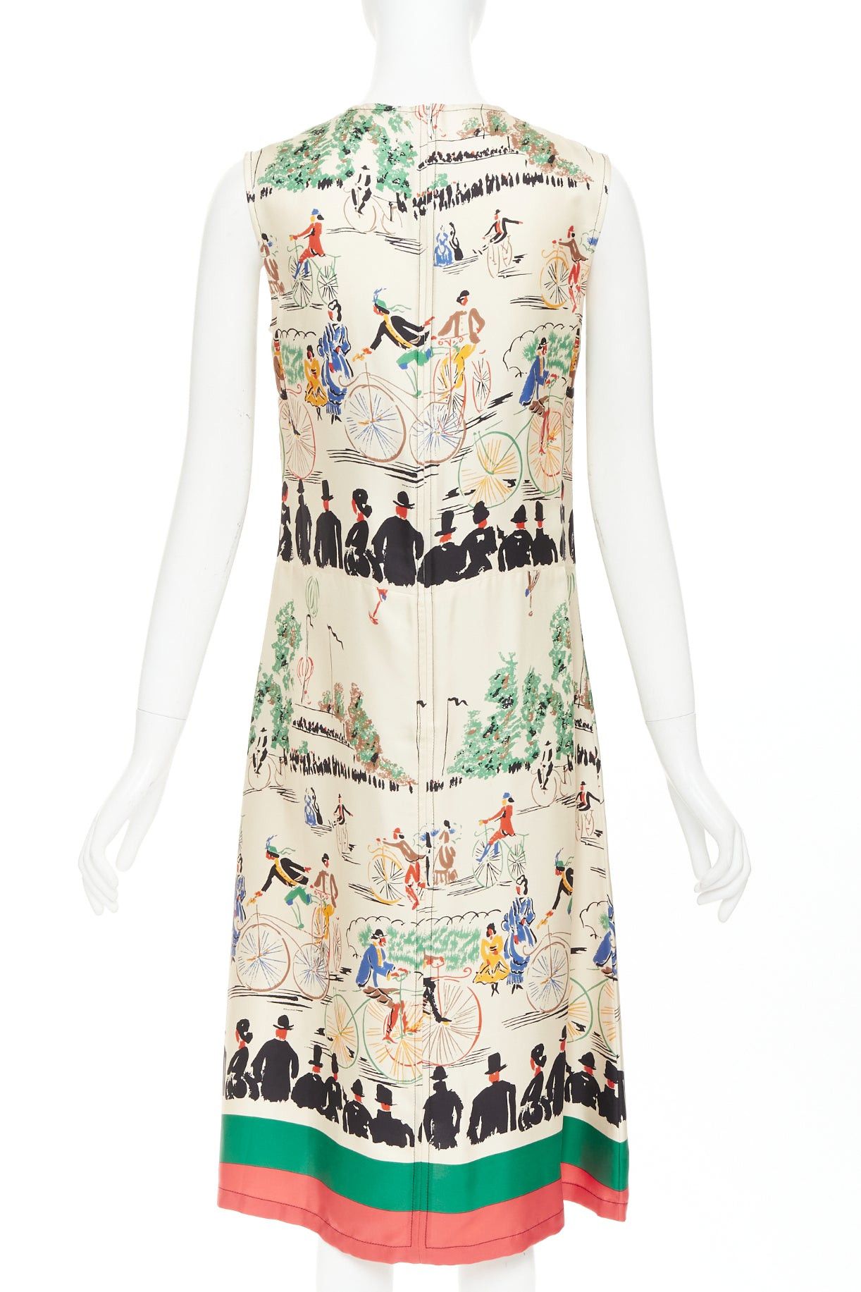 Celine rare CELINE Phoebe Philo cream multicolor mulberry silk cyclist print dress FR38 M Size M / US 6-8 / IT 42-44 - 5 Thumbnail
