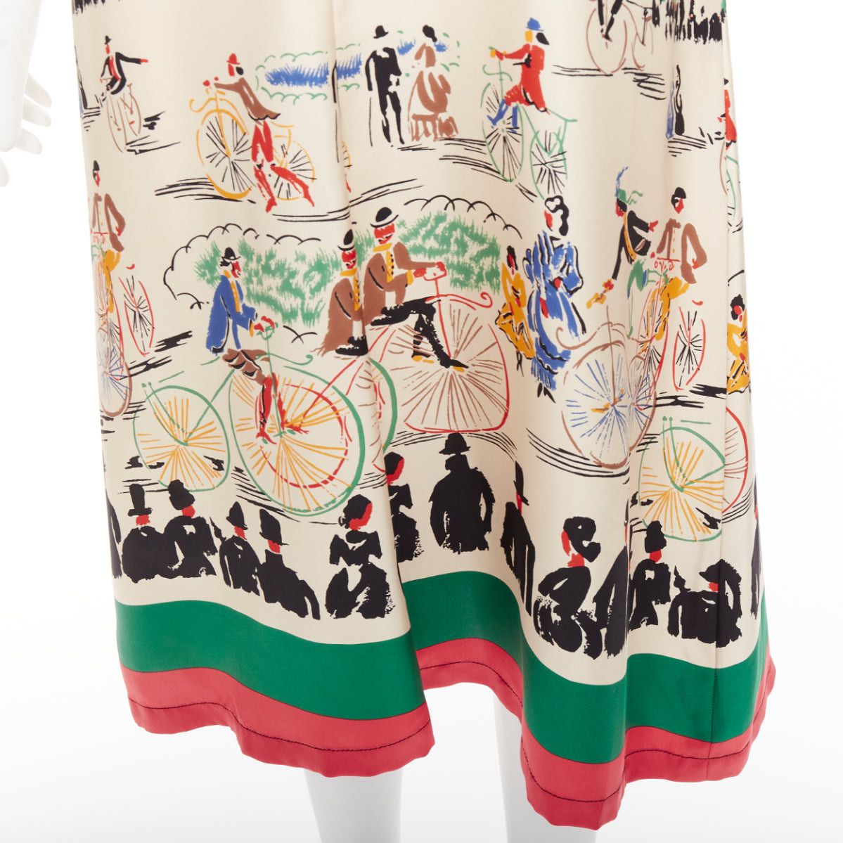 Celine rare CELINE Phoebe Philo cream multicolor mulberry silk cyclist print dress FR38 M Size M / US 6-8 / IT 42-44 - 2 Thumbnail