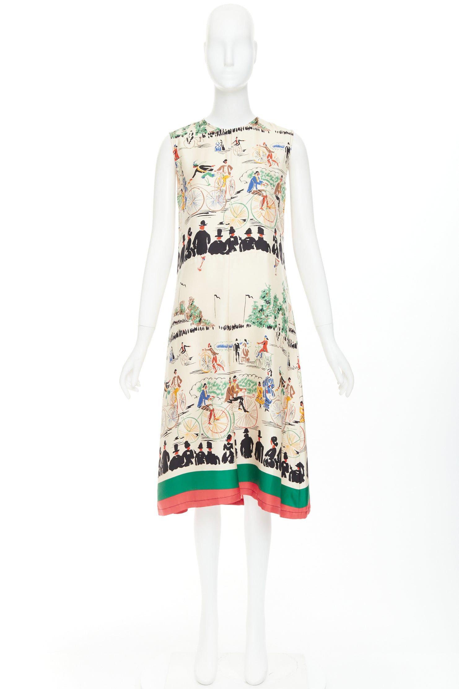 Celine rare CELINE Phoebe Philo cream multicolor mulberry silk cyclist print dress FR38 M Size M / US 6-8 / IT 42-44 - 9 Thumbnail