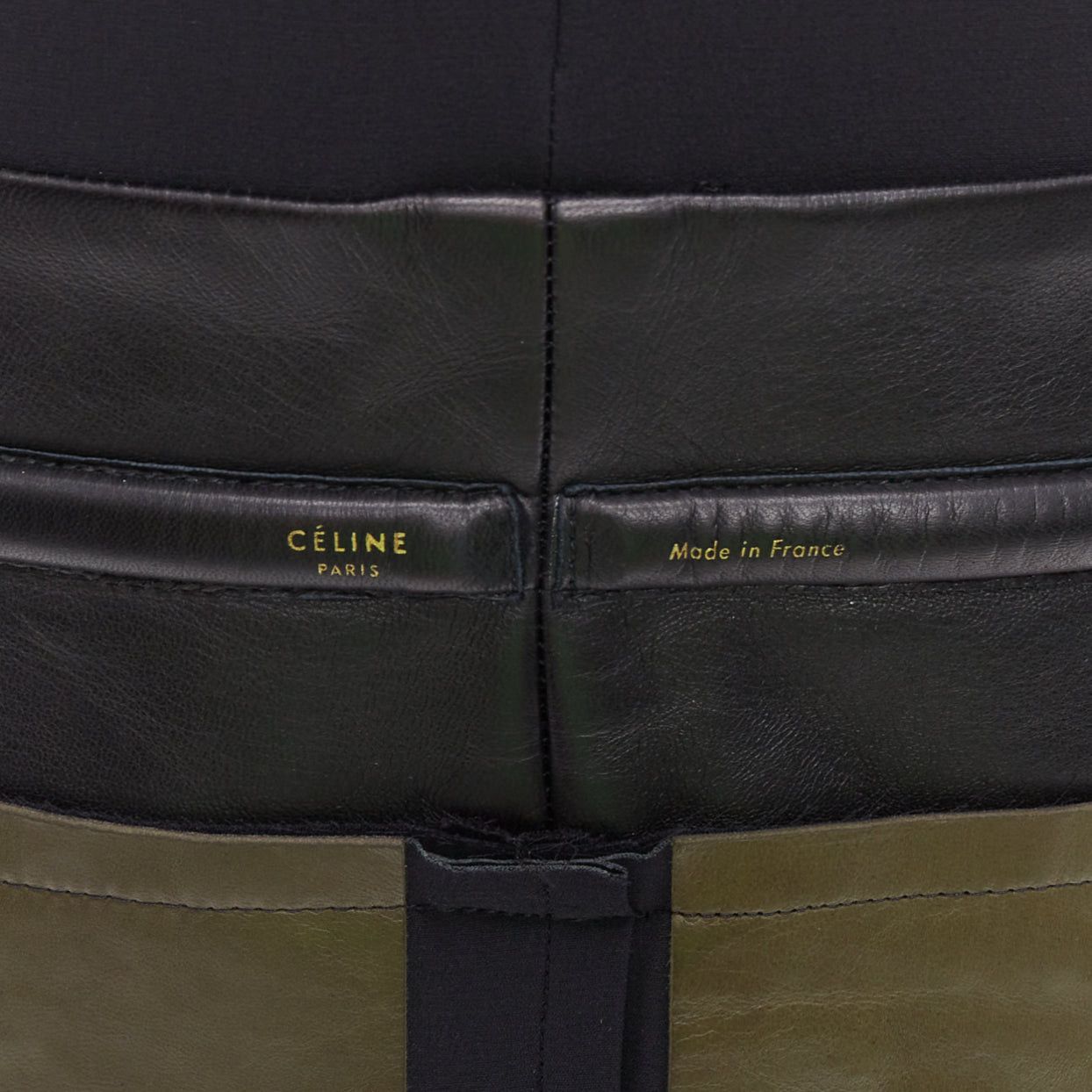 Celine OLD CELINE Phoebe Philo khaki black leather silk stripe dress FR36 S Size S / US 4 / IT 40 - 7 Thumbnail