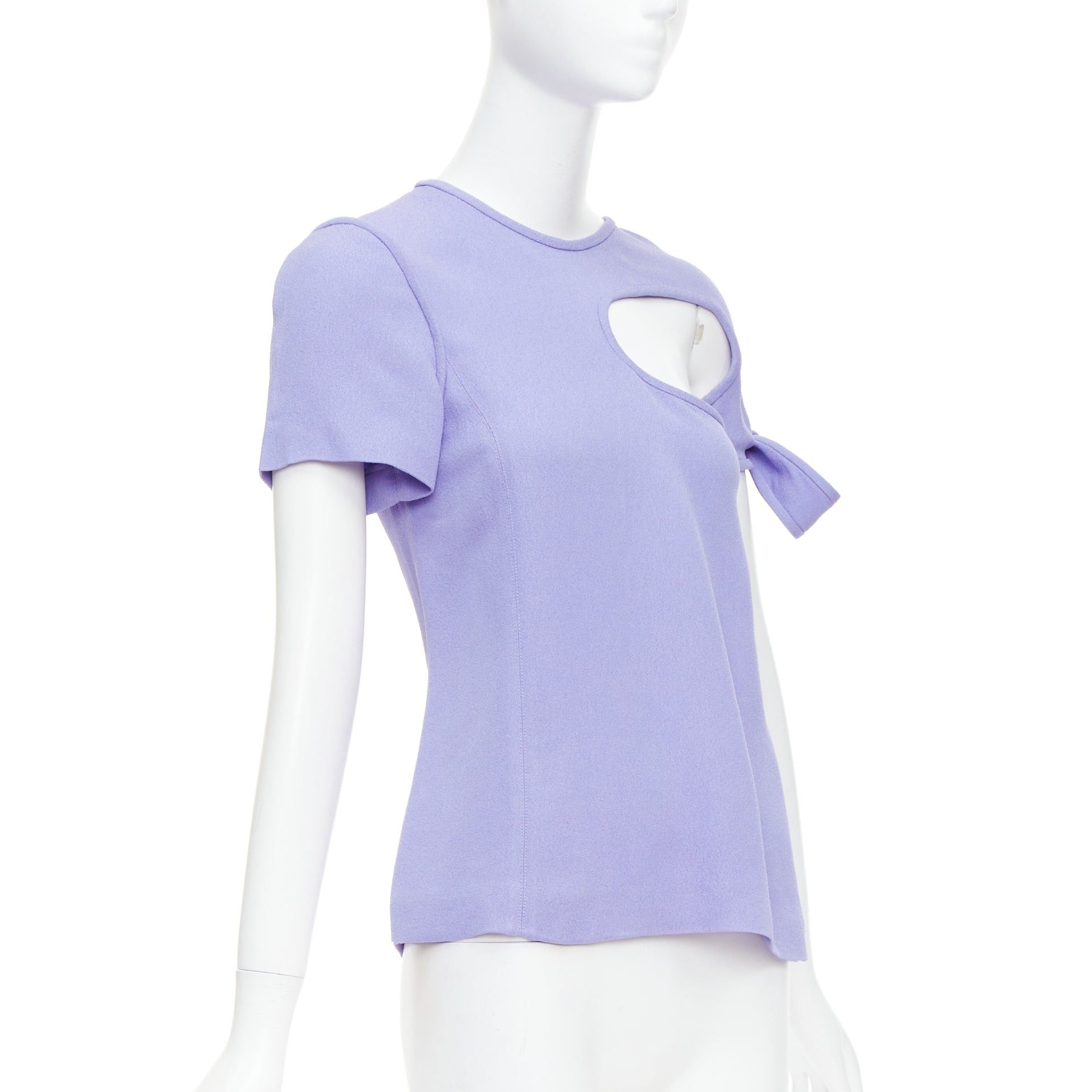 Celine OLD CELINE Phoebe Philo lavender purple tie sleeve cut out top FR38 M Size M / US 6-8 / IT 42-44 - 3 Thumbnail
